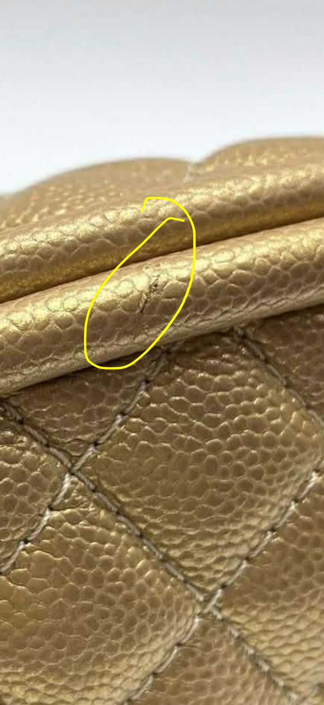 Chanel vintage gold caviar kisslock clutch bag