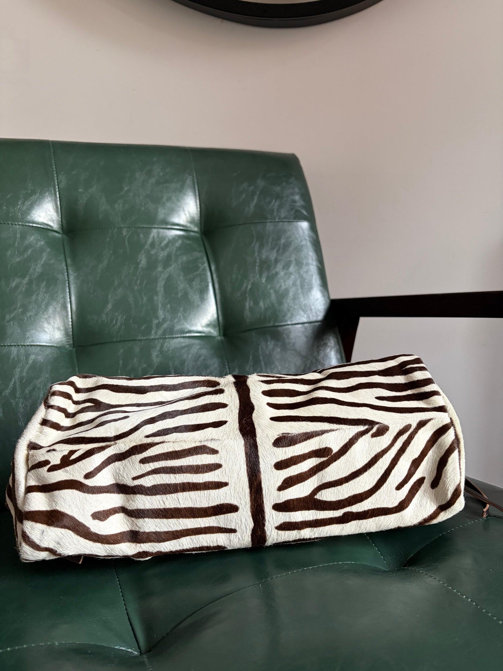 Vintage Prada Zebra Print Pony Hair Top Handle Bag