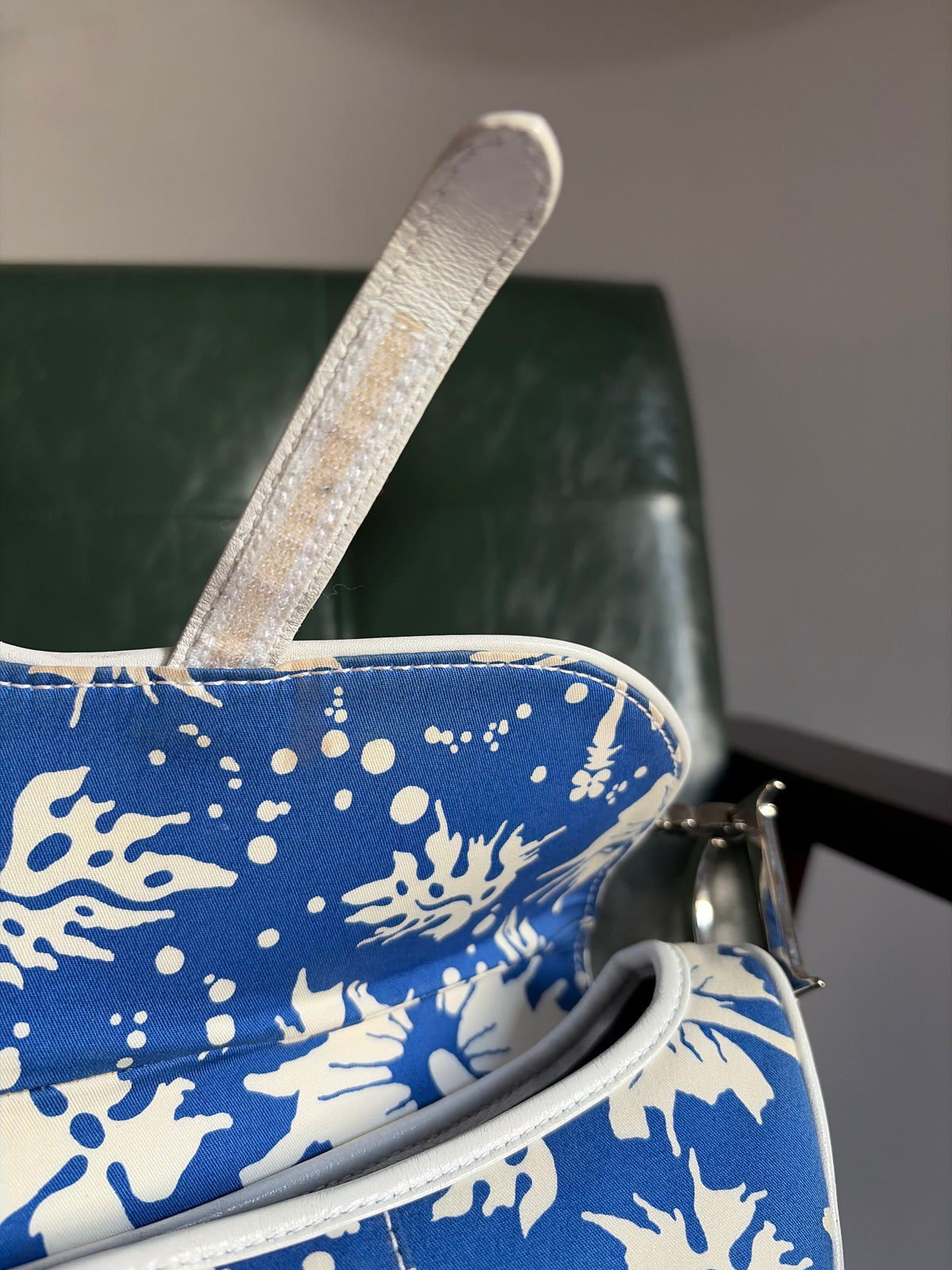 Dior blue and white "Surf Chick" saddle bag