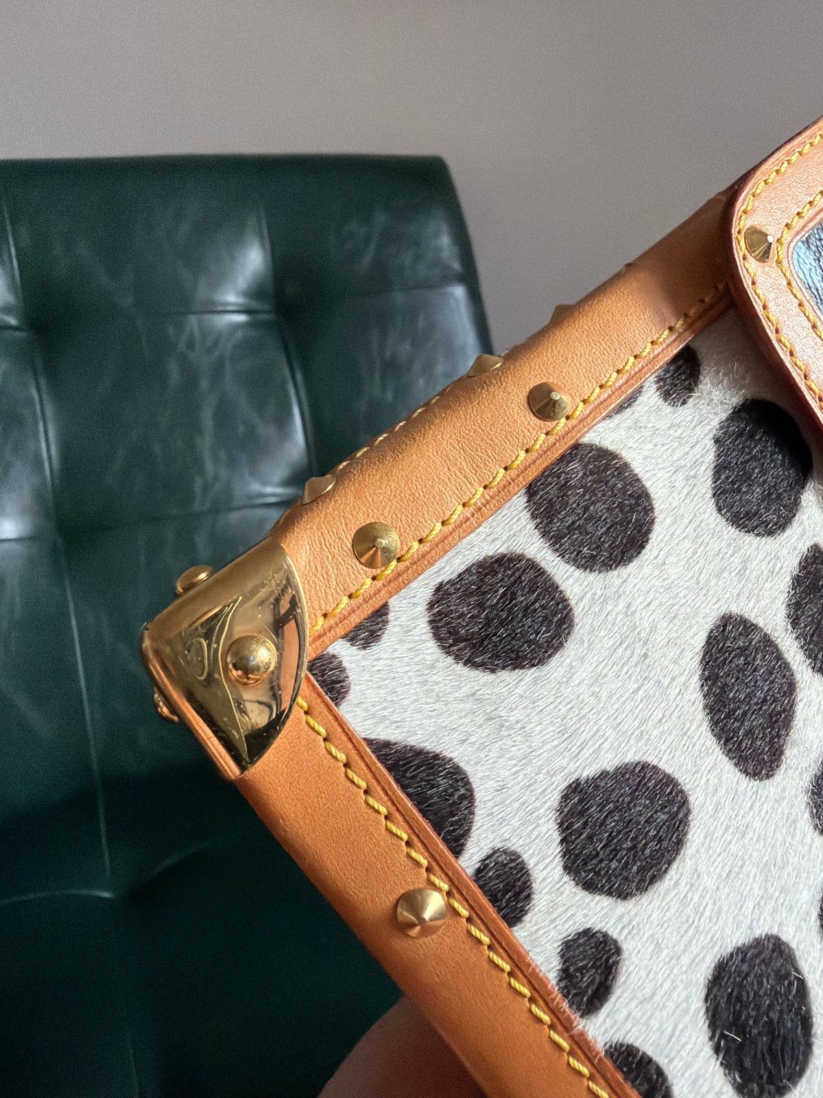 Rare! Louis Vuitton x Takashi Murakami Sac Rabat Monogram Dalmatian Pony Hair Bag