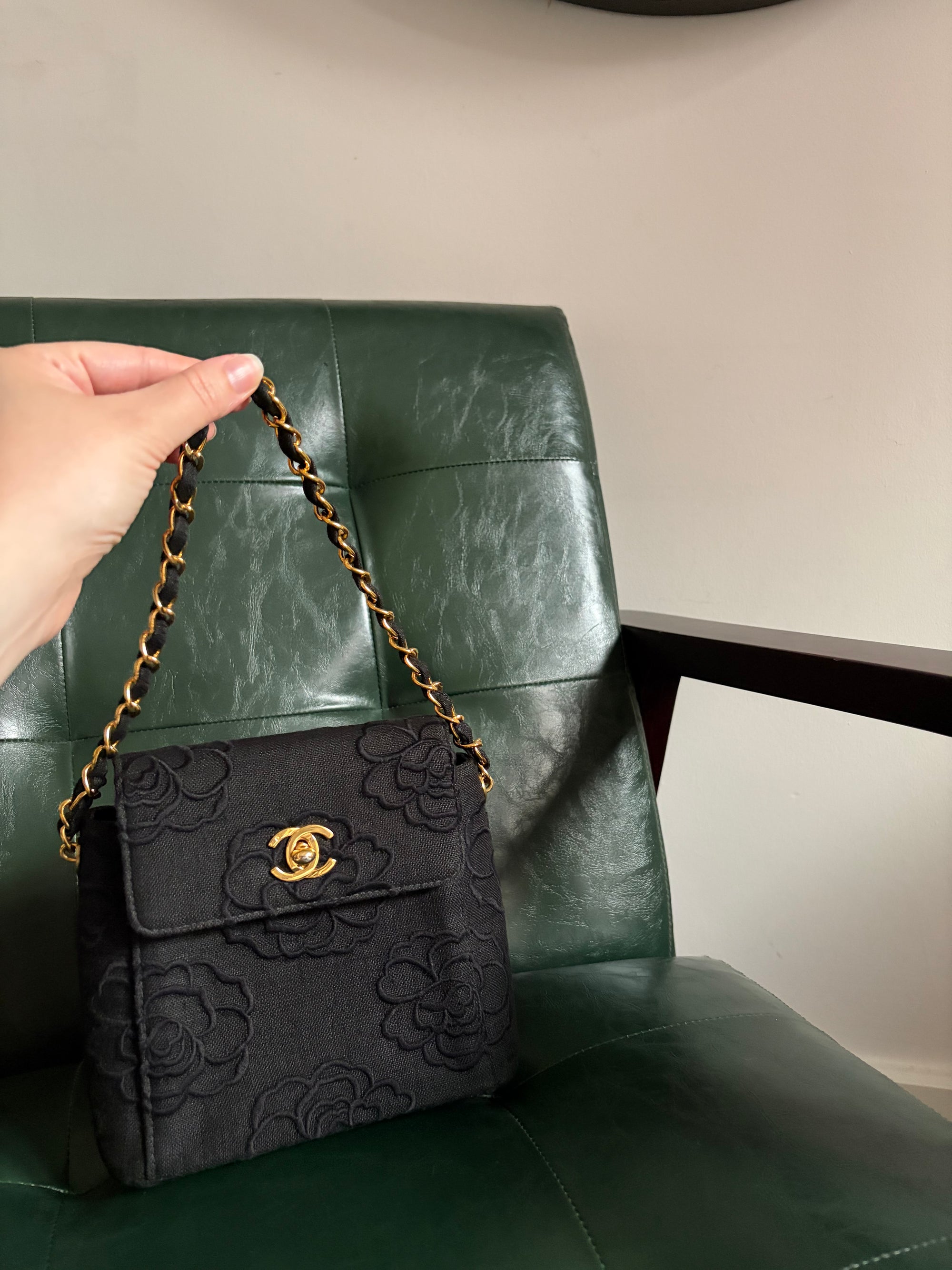 Rare! Black Chanel Camellia Mini Bag