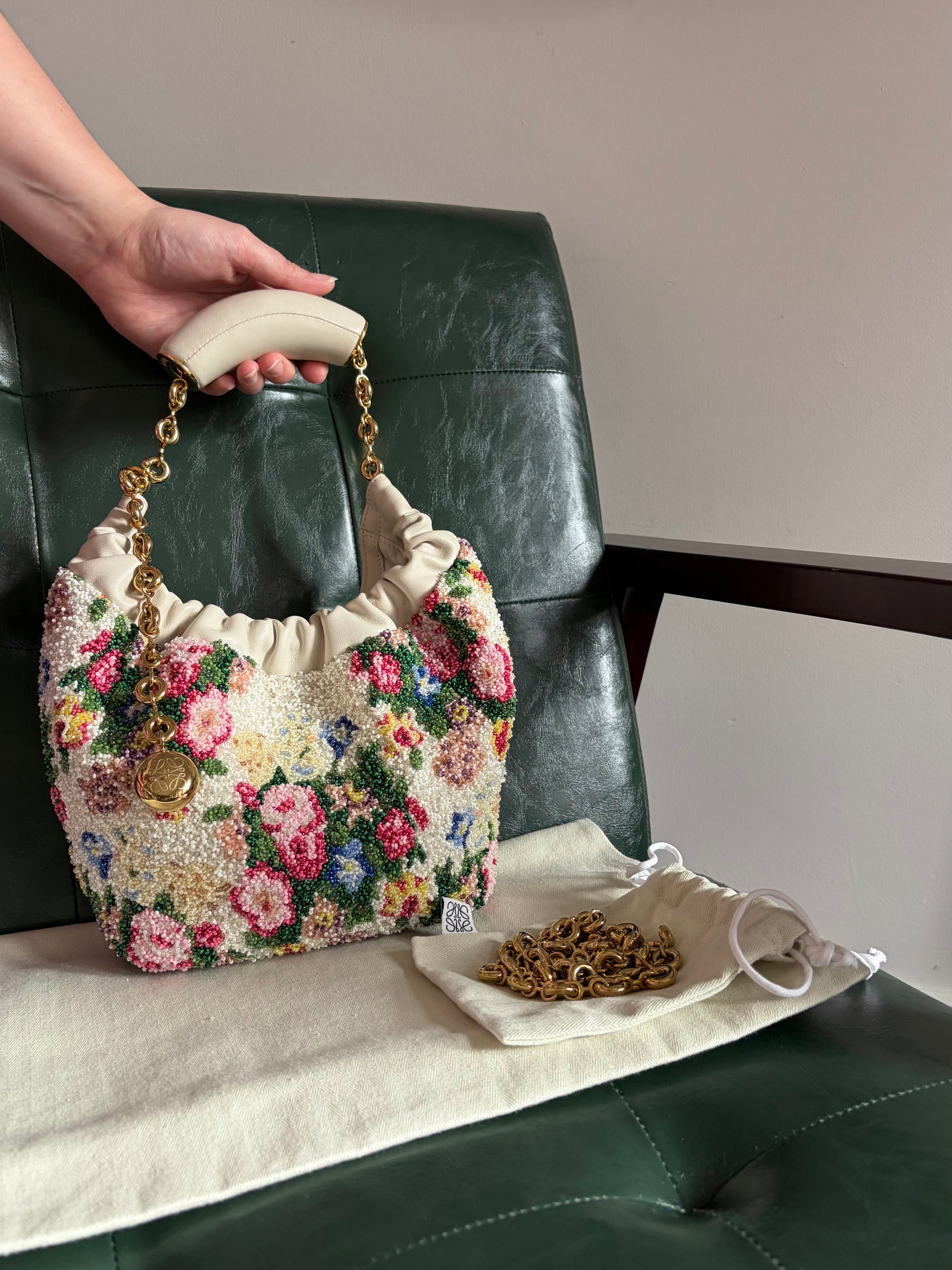 Special Edition Floral Beaded Loewe Mini Squeeze Bag