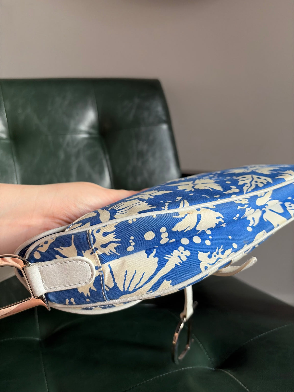 Dior blue and white "Surf Chick" saddle bag