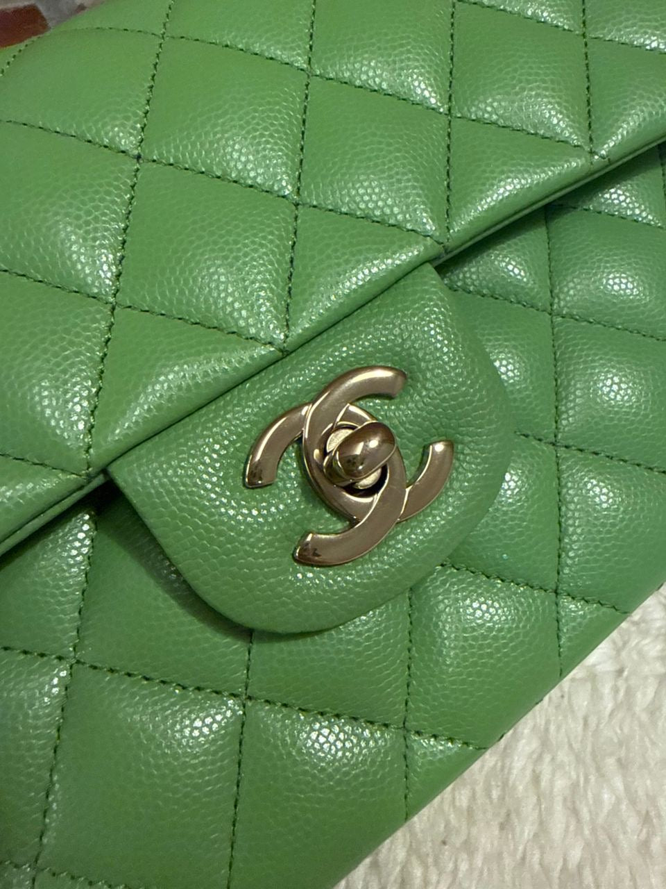 Pre-order - Chanel 23C Avocado Green Caviar Small Classic Flap Bag