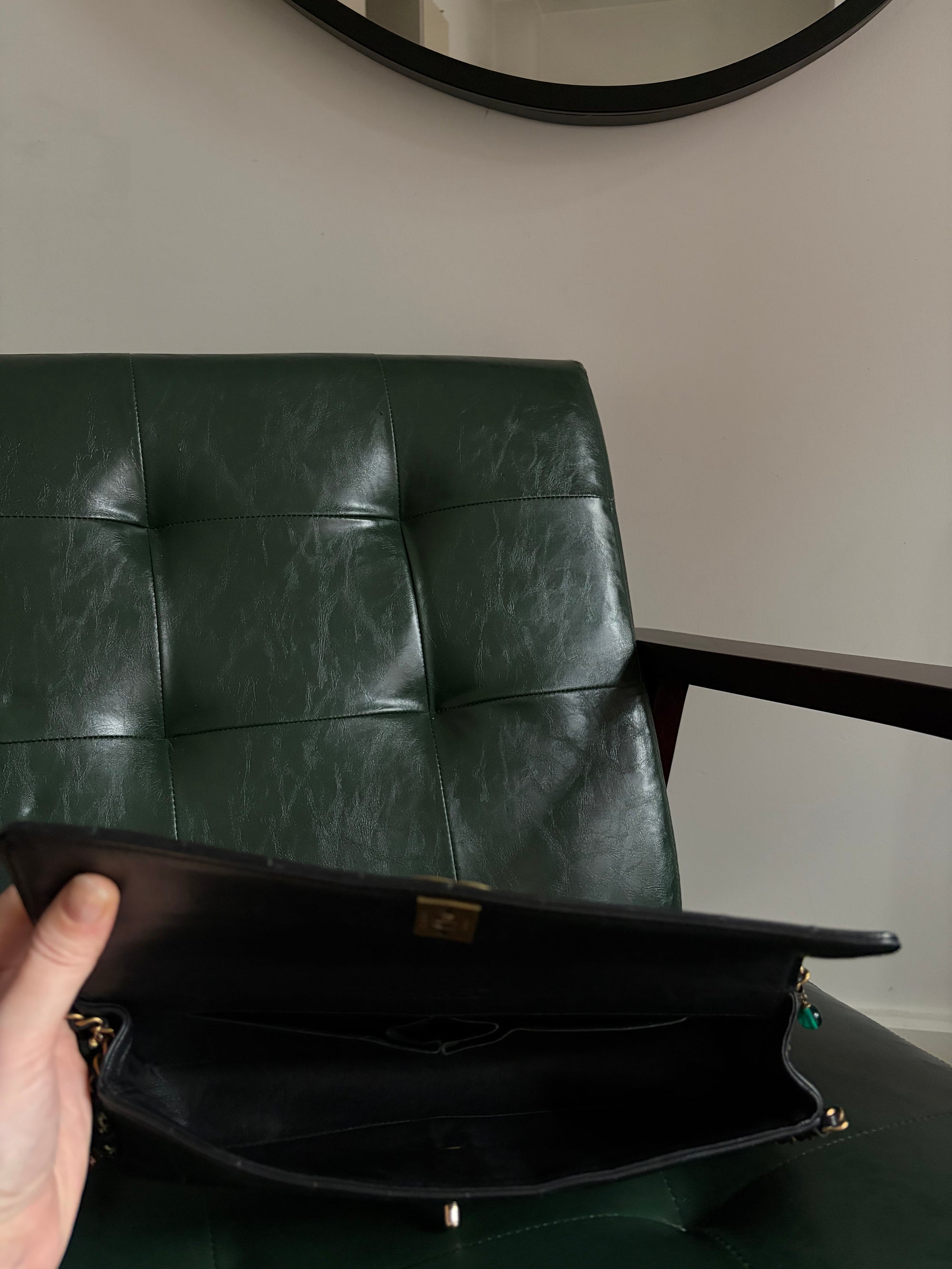 Rare! Chanel black lambskin chocolate bar east west bag with embellished chain