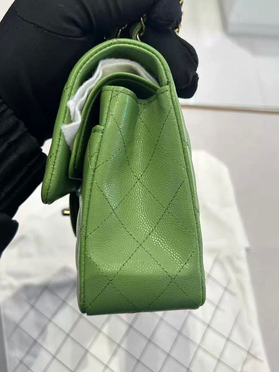 Pre-order - Chanel 22C Avocado Green Caviar Small Classic Flap Bag