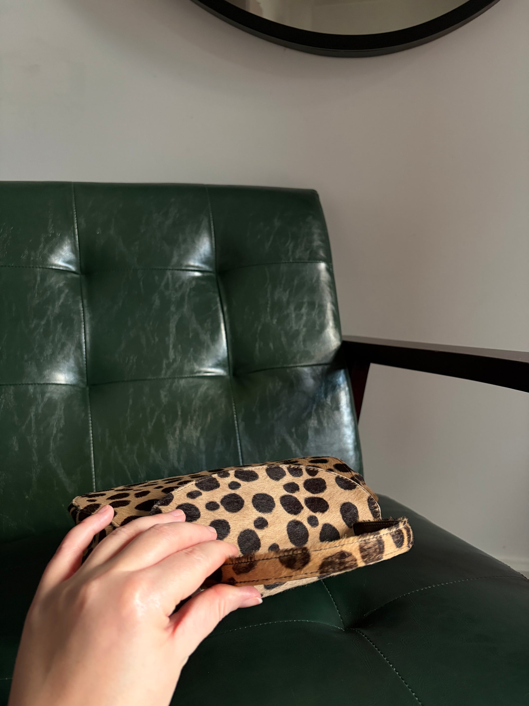 Vintage Prada pony hair cheetah print top handle bag