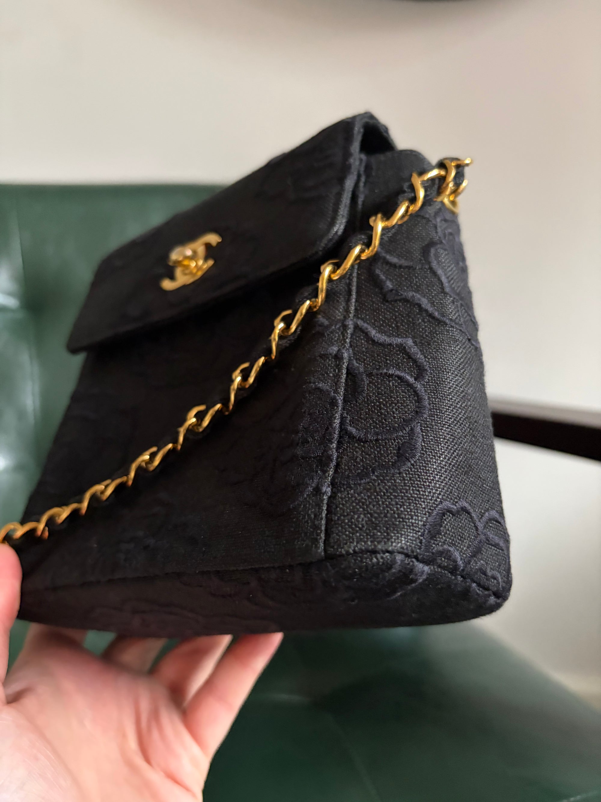 Rare! Black Chanel Camellia Mini Bag