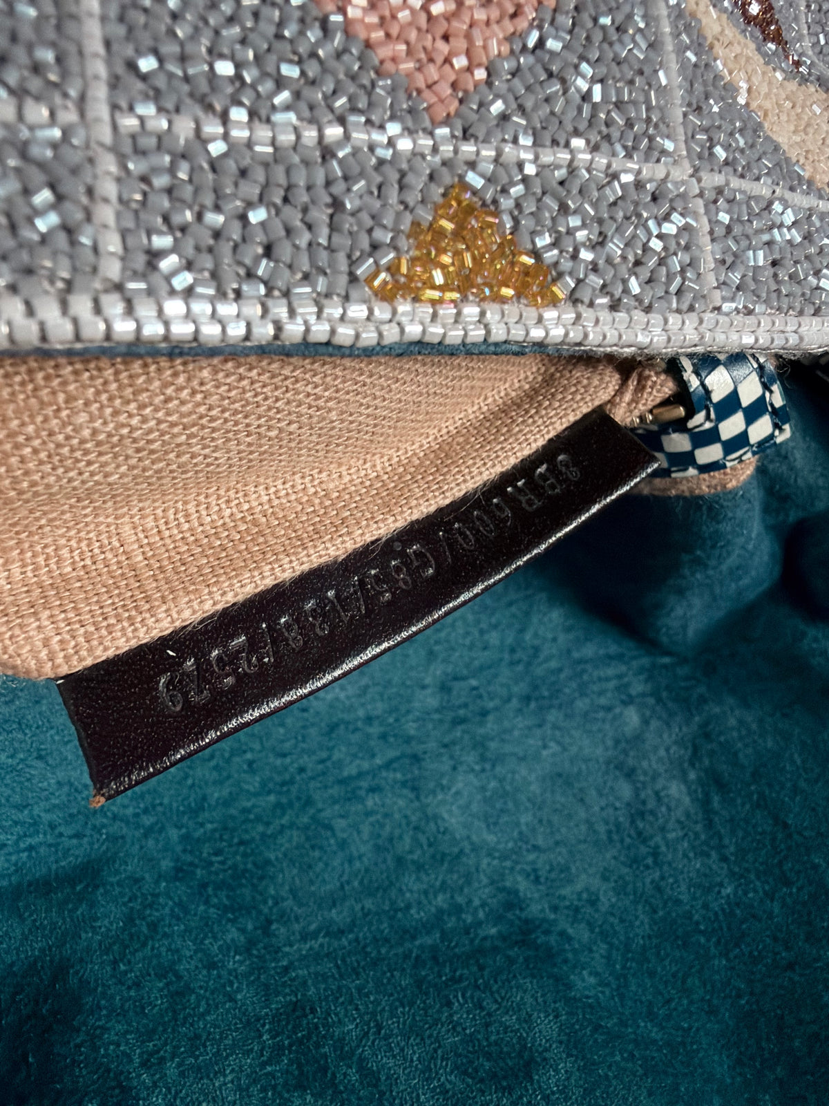 Ultra rare! Limited Edition vintage Fendi grey geometric multicoloured beaded baguette