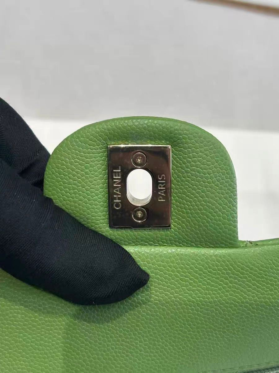 Pre-order - Chanel 22C Avocado Green Caviar Small Classic Flap Bag