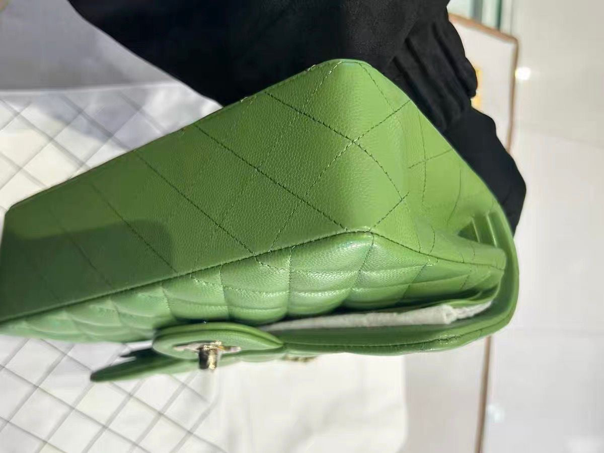 Pre-order - Chanel 22C Avocado Green Caviar Small Classic Flap Bag