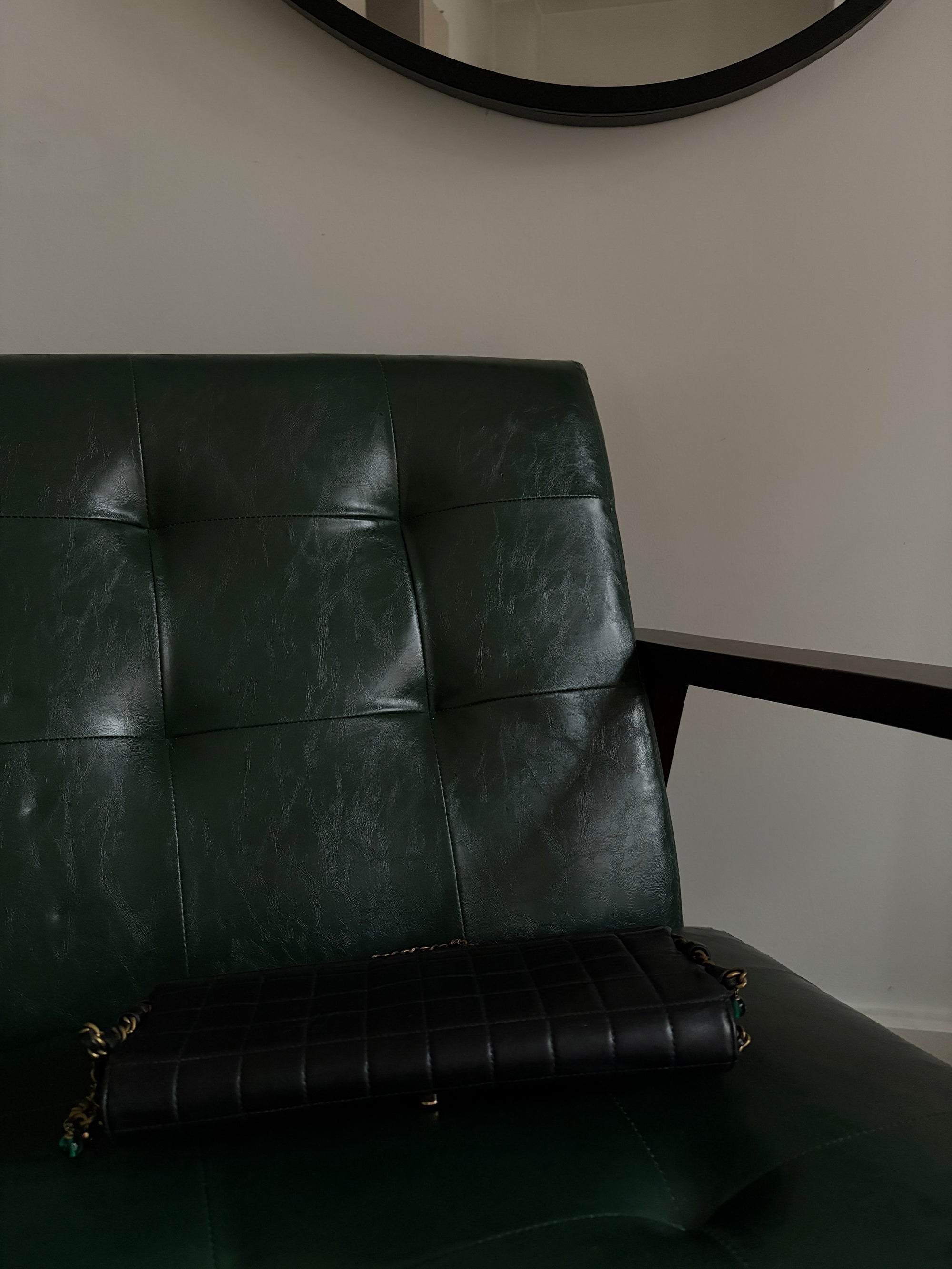 Rare! Chanel black lambskin chocolate bar east west bag with embellished chain