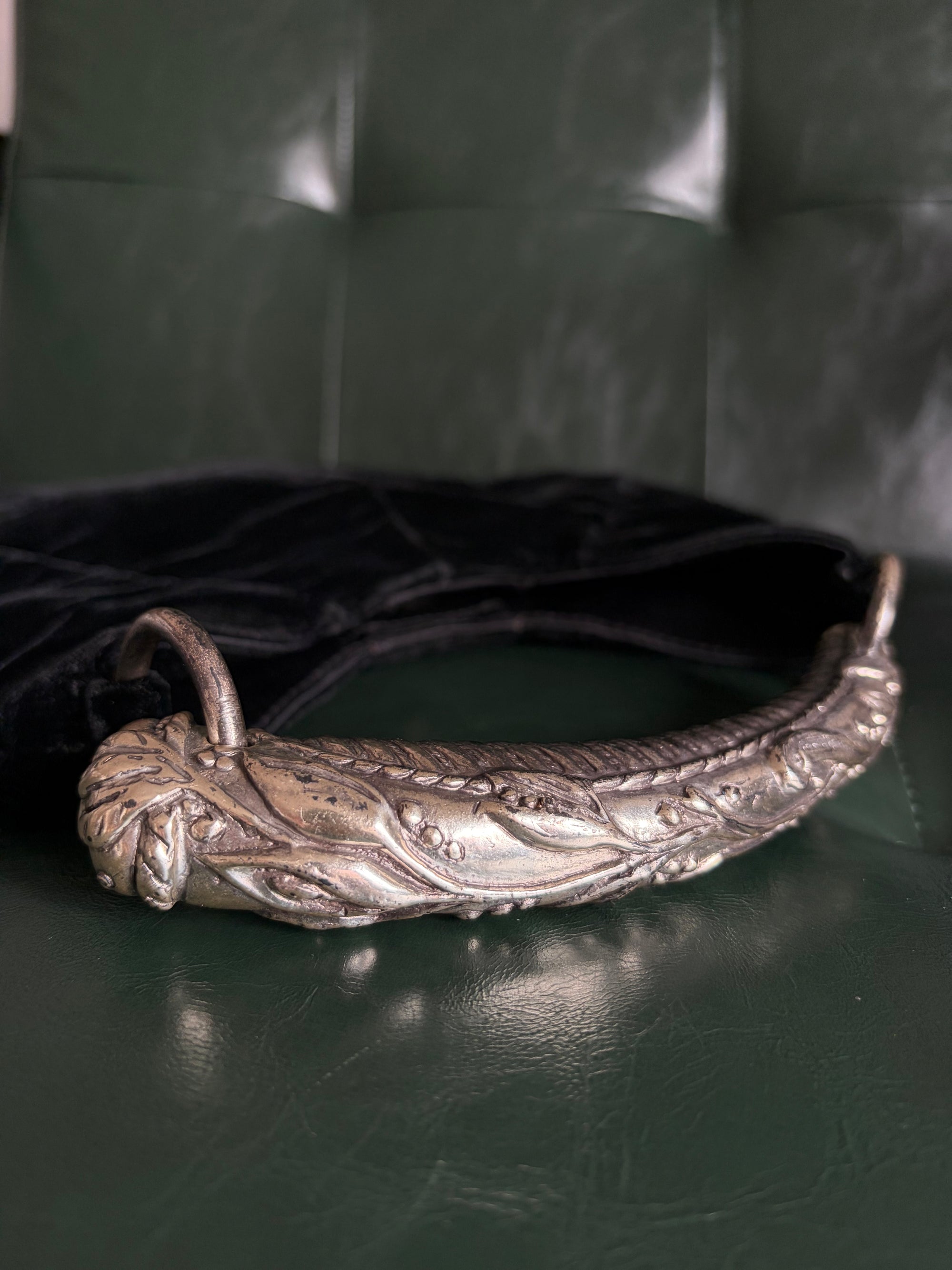 Vintage Yves Saint Laurent Black Velvet Mini Mombasa Silver Horn
