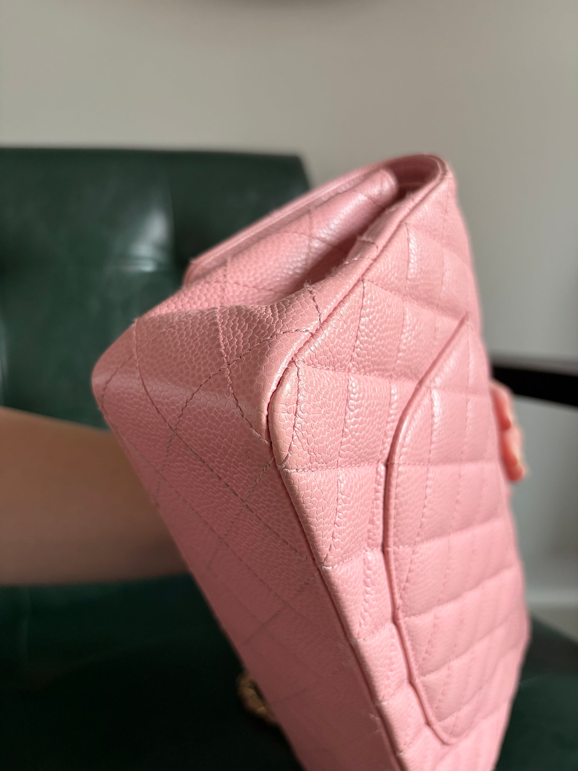 Rare! Series 9 Chanel Rose Sakura Pink Vintage Caviar Medium Classic Flap 24ct Gold Hardware