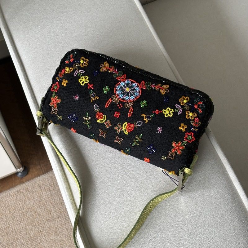 Fendi black baguette with floral beading