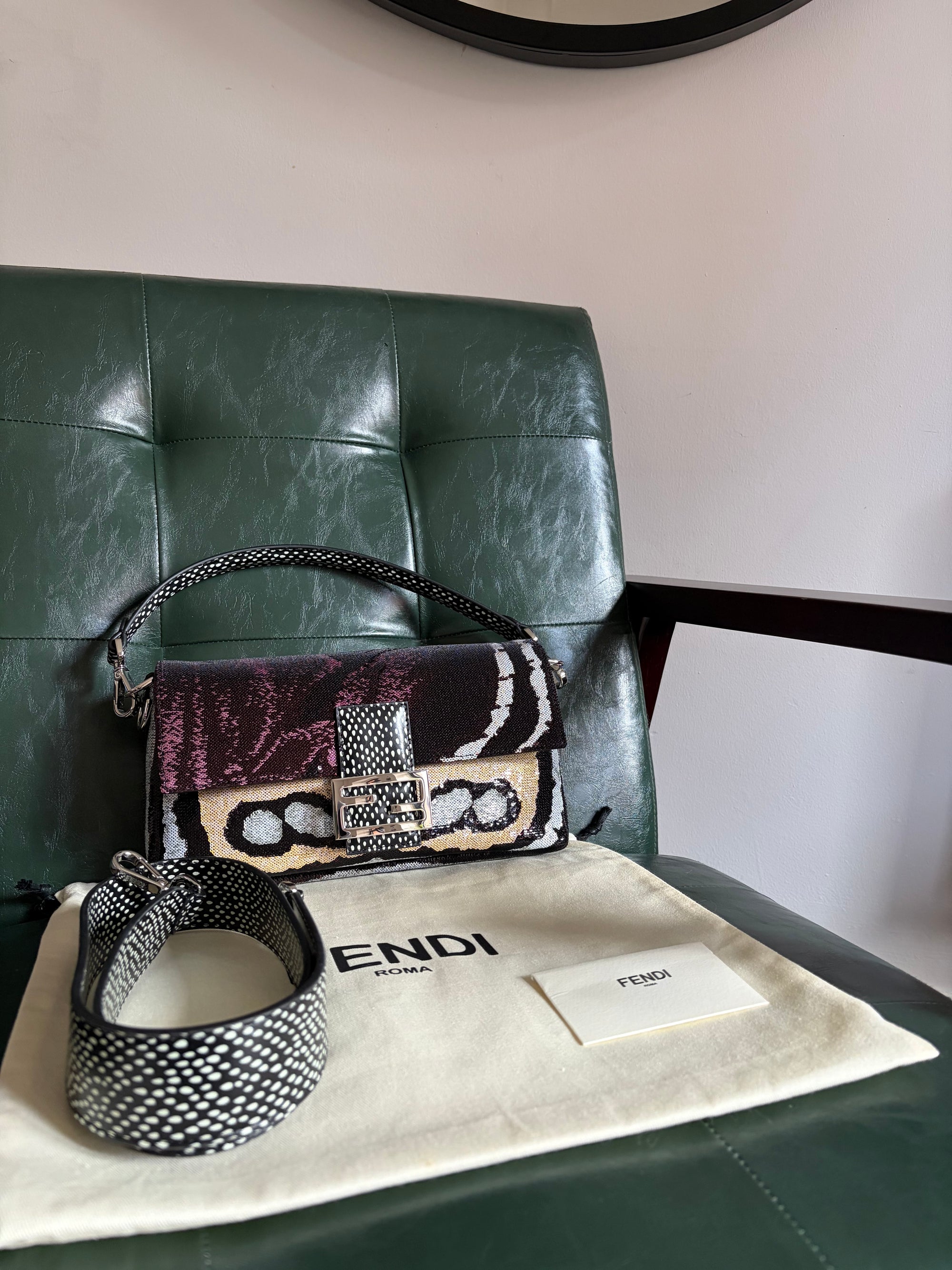 Fendi Night Butterfly Modern Sequin Baguette Bag