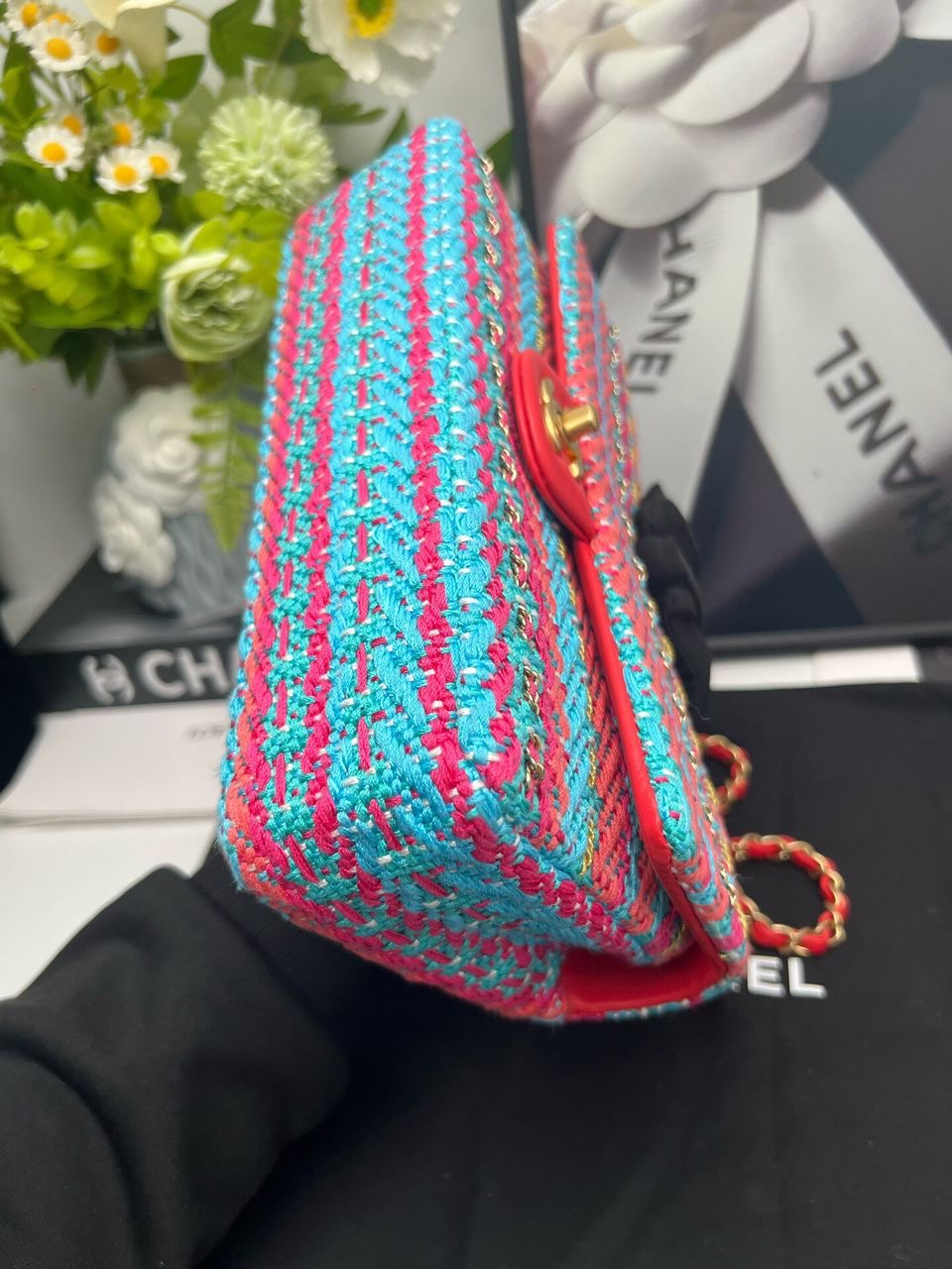 Chanel multicoloured medium tweed flap bag