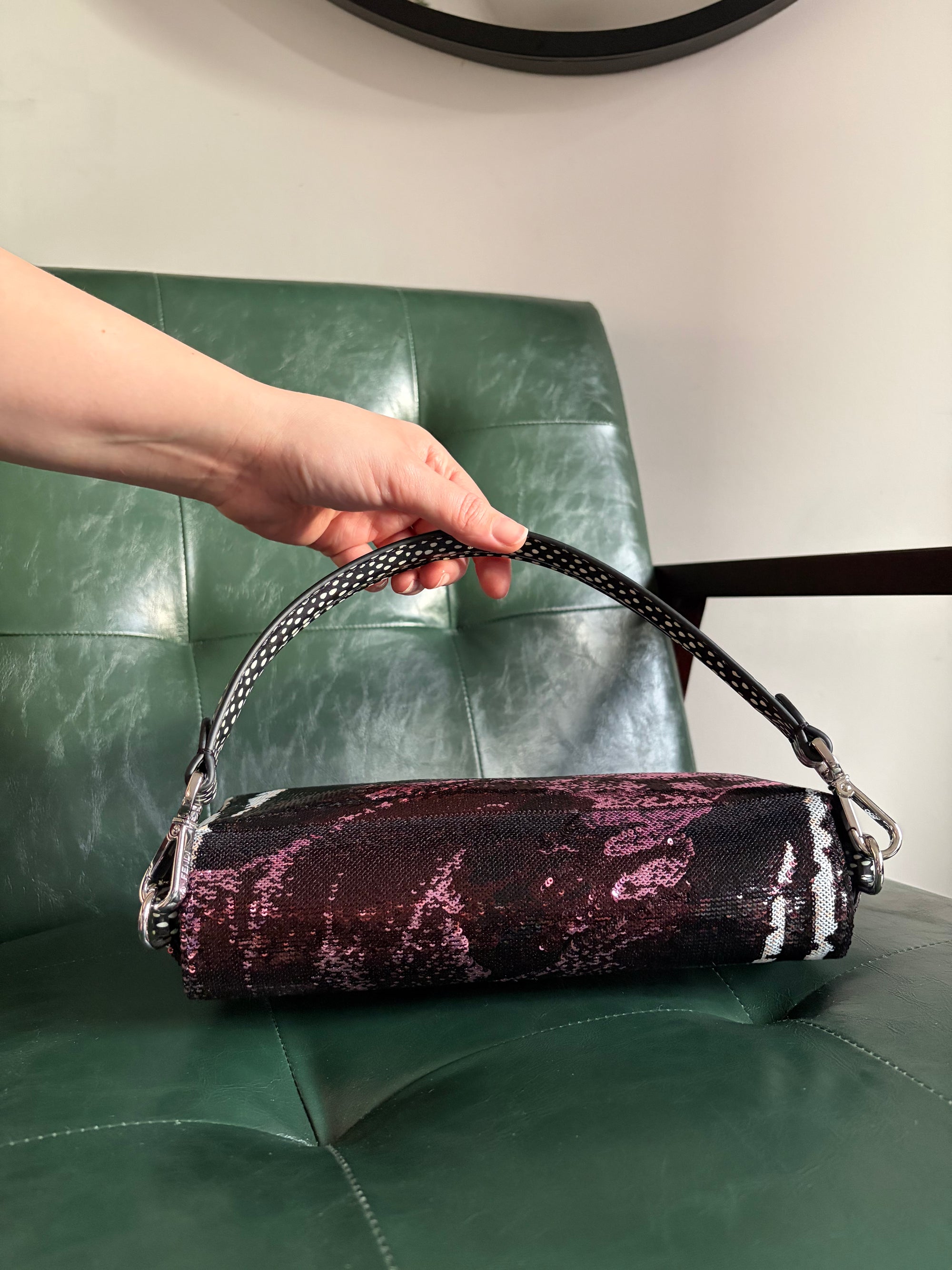 Fendi Night Butterfly Modern Sequin Baguette Bag