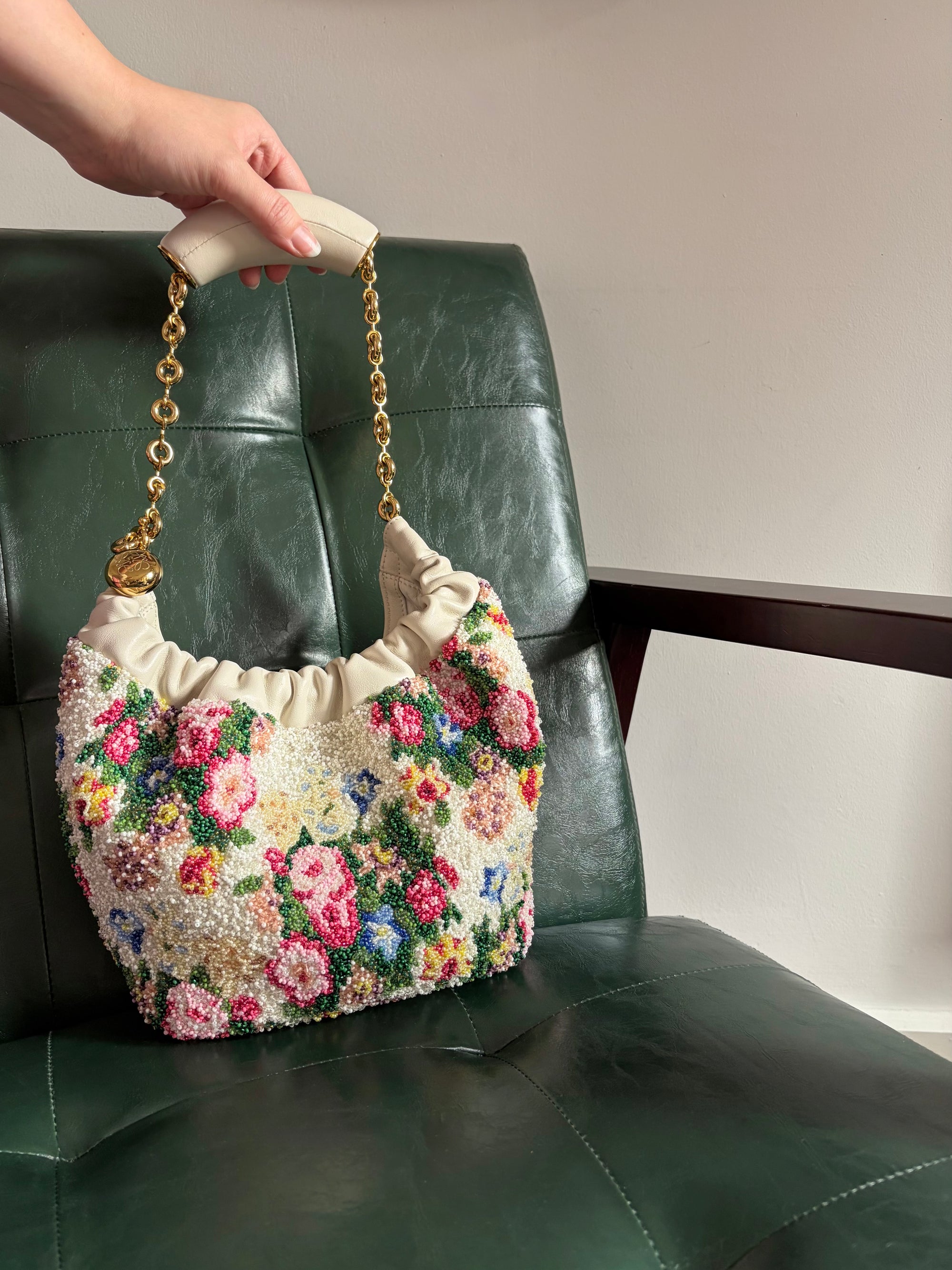 Special Edition Floral Beaded Loewe Mini Squeeze Bag