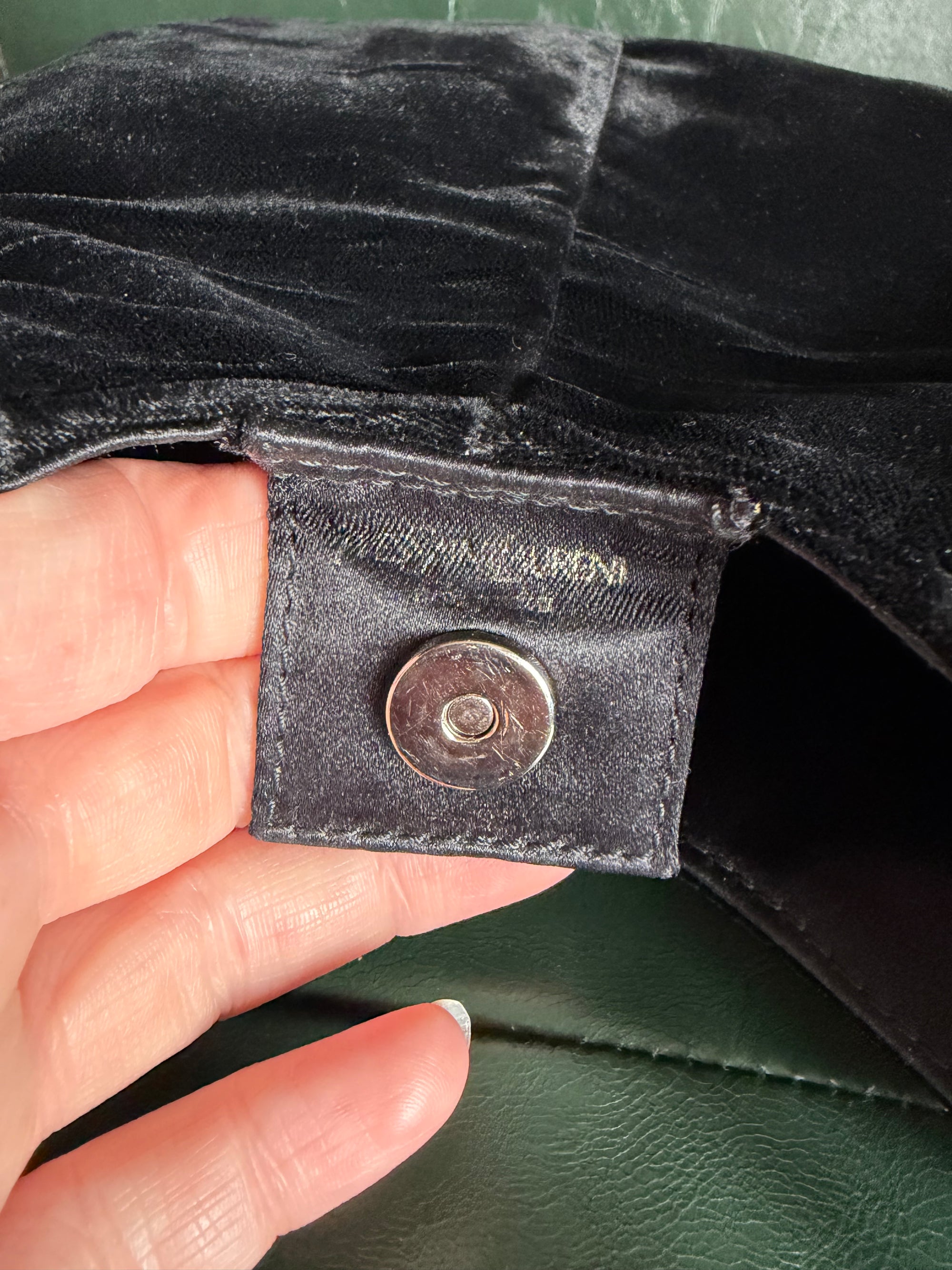Vintage Yves Saint Laurent Black Velvet Mini Mombasa Silver Horn
