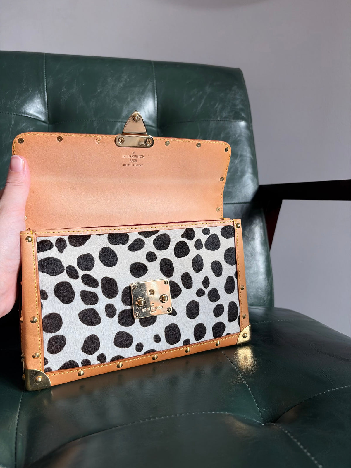 Rare! Louis Vuitton x Takashi Murakami Sac Rabat Monogram Dalmatian Pony Hair Bag