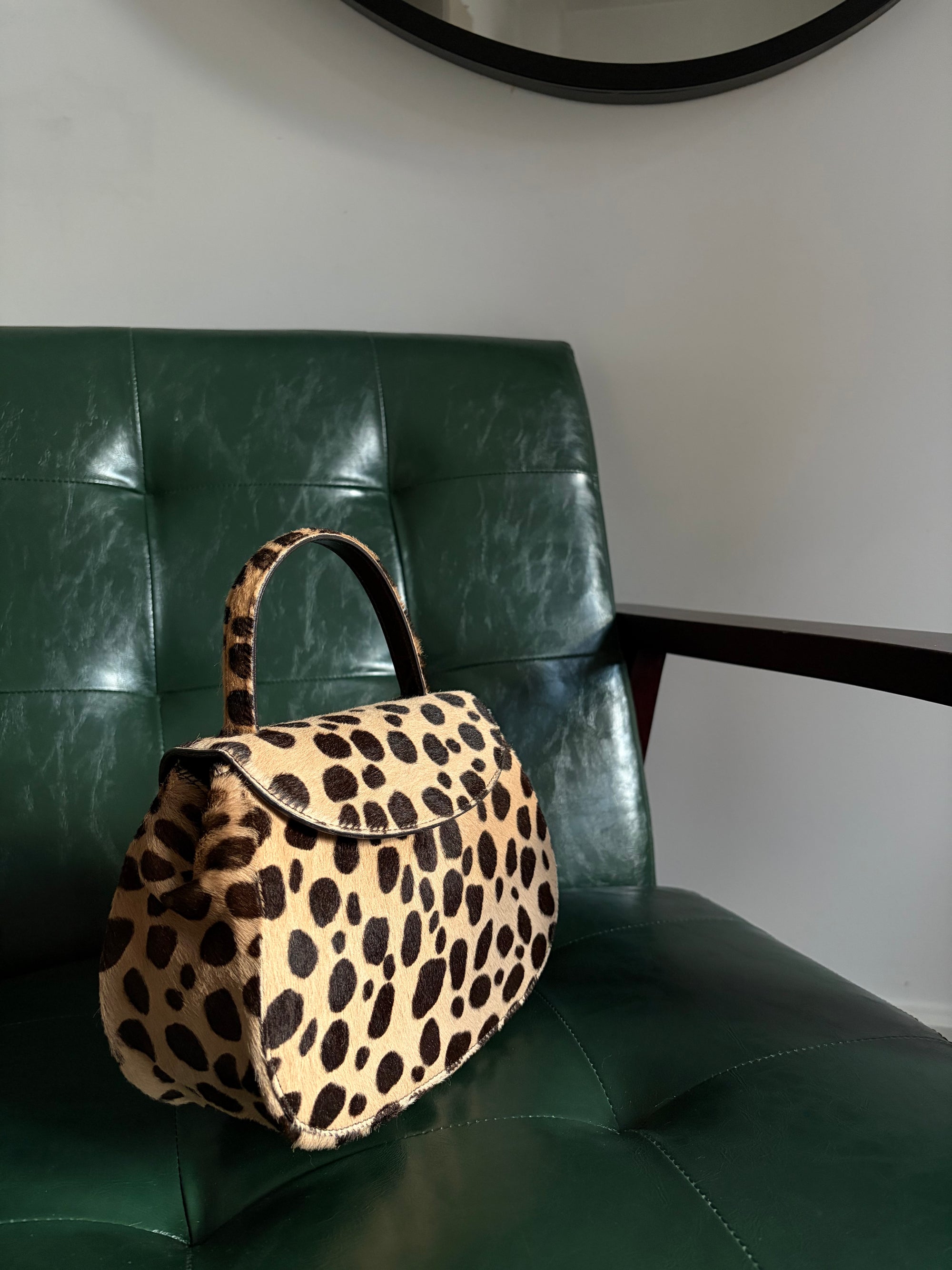 Vintage Prada pony hair cheetah print top handle bag