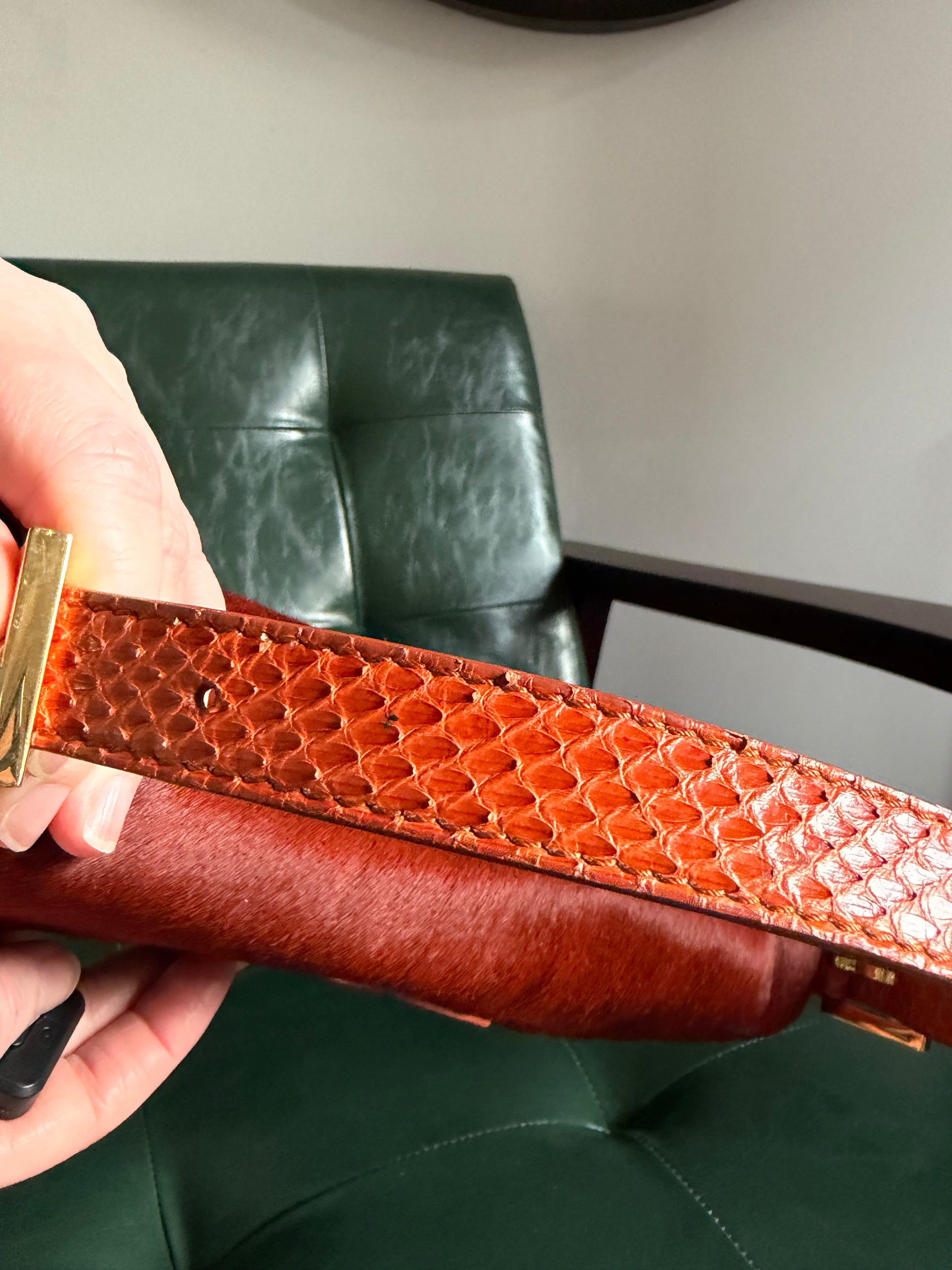 Ultra rare! Orange Fendi pony hair baguette