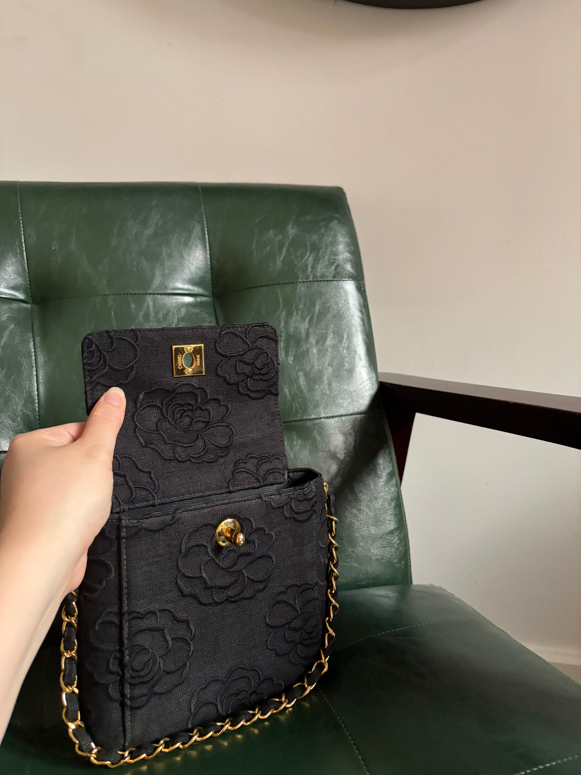 Rare! Black Chanel Camellia Mini Bag