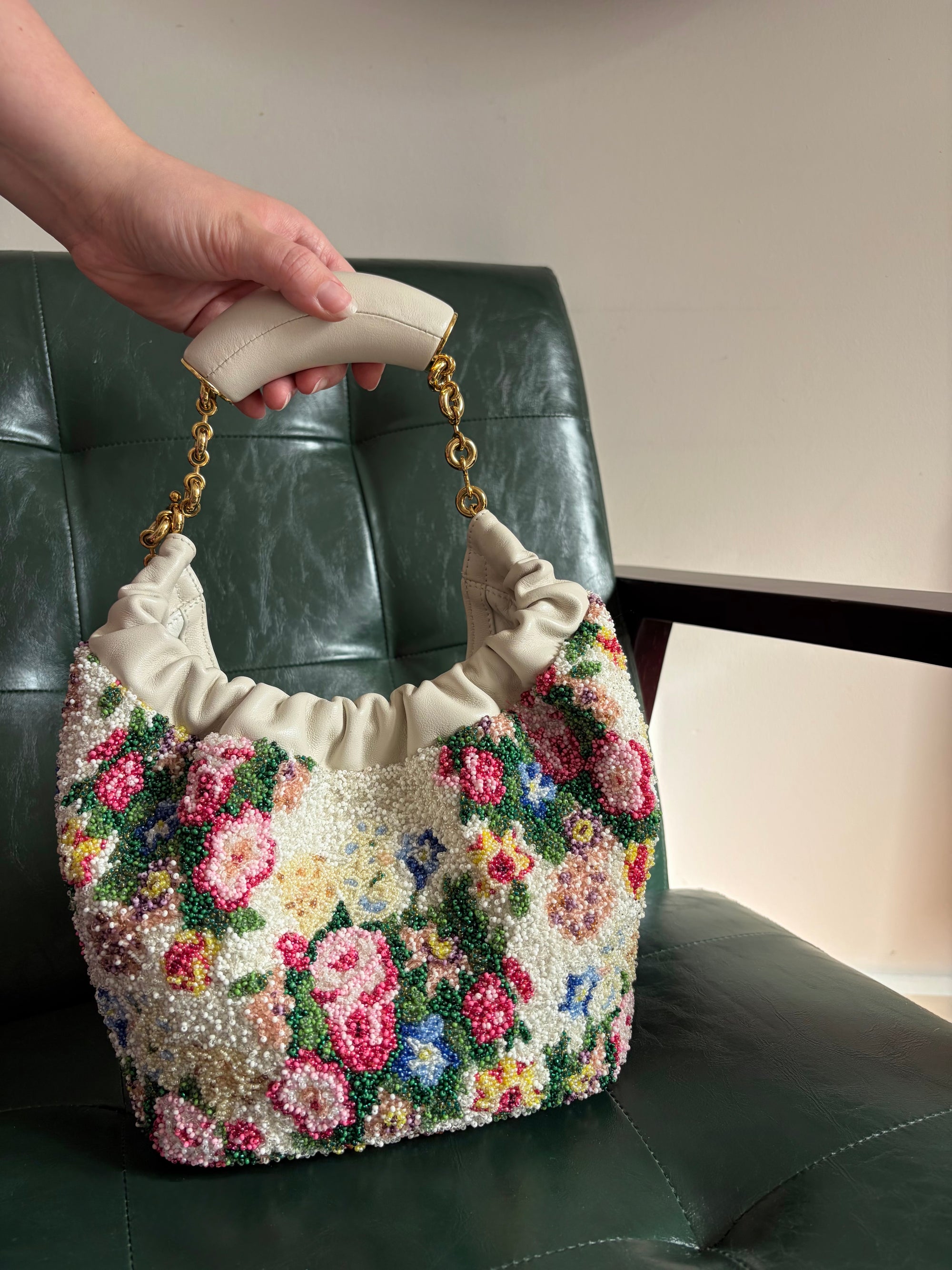 Special Edition Floral Beaded Loewe Mini Squeeze Bag