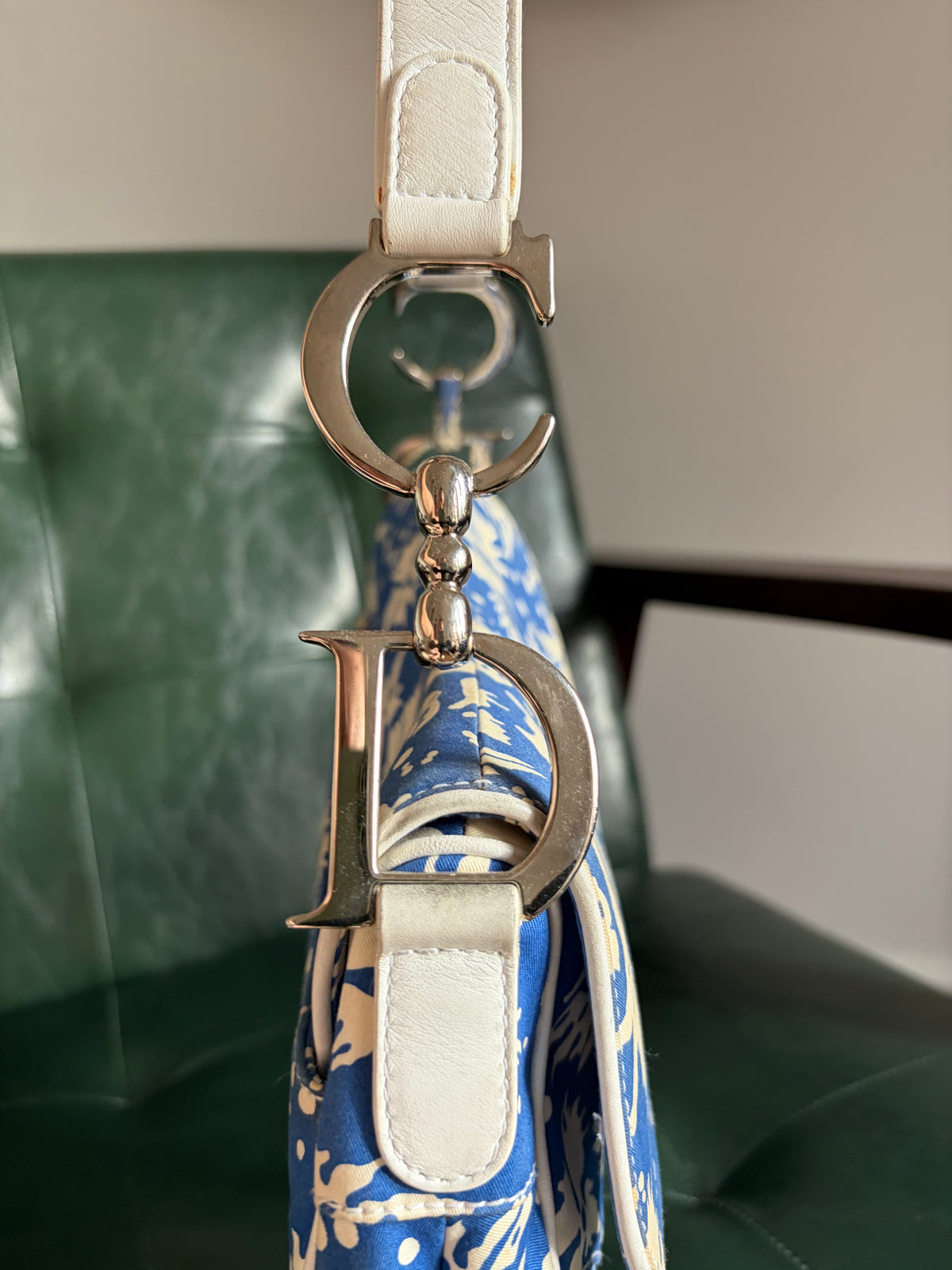 Dior blue and white "Surf Chick" saddle bag