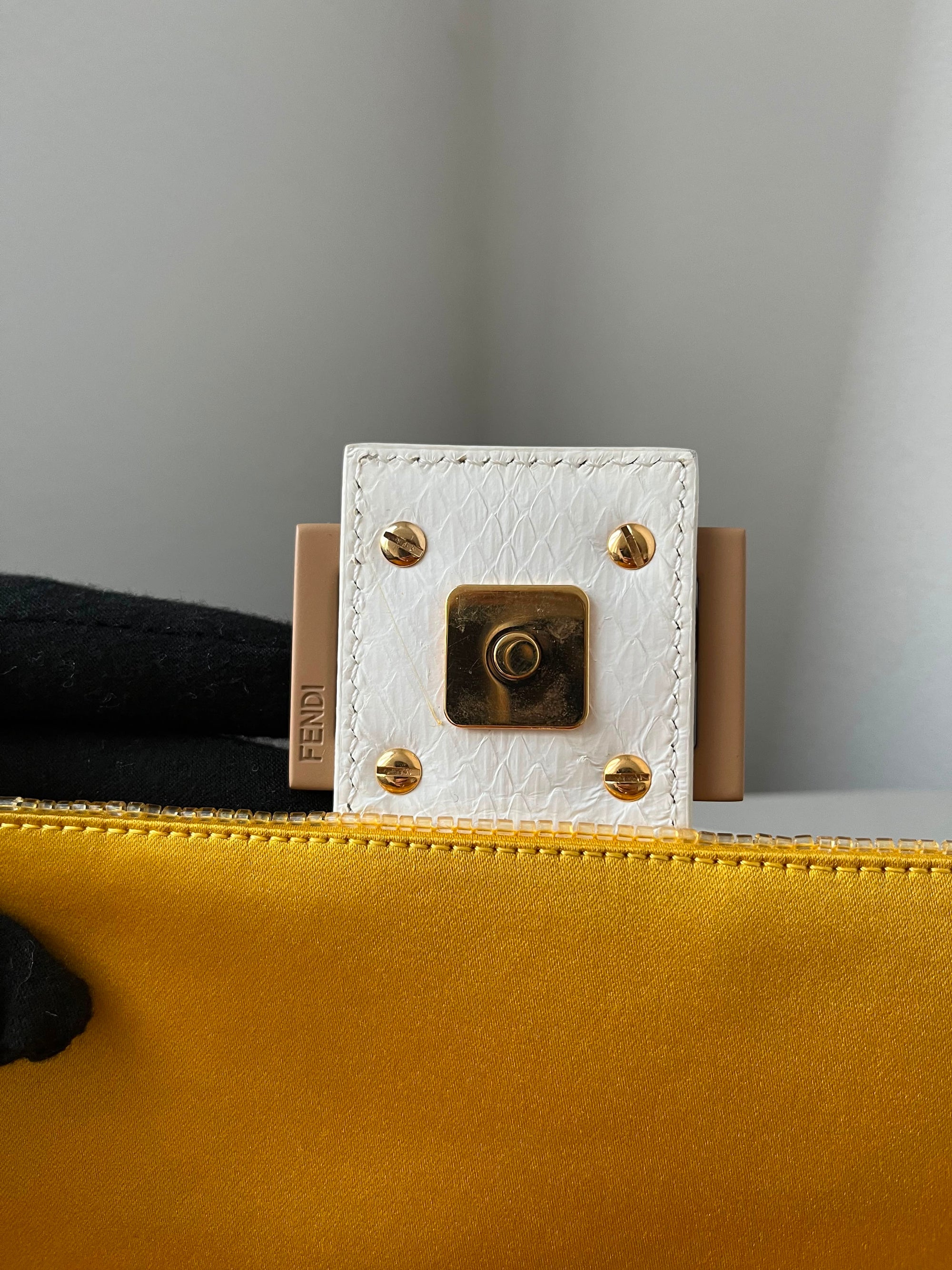 Fendi Yellow Paillettes Sequin baguette