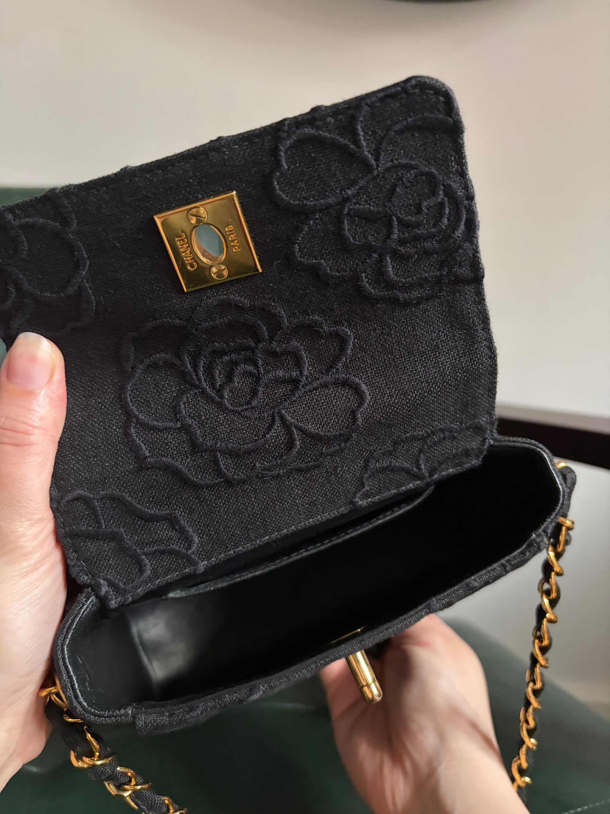 Rare! Black Chanel Camellia Mini Bag