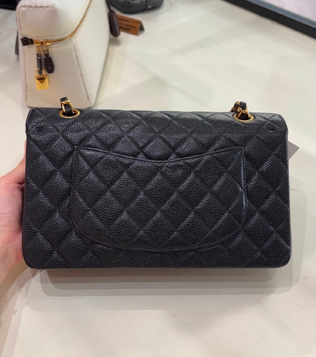 Pre-order - Chanel Series 6 vintage black caviar medium classic flap bag 24 carat gold plated hardware