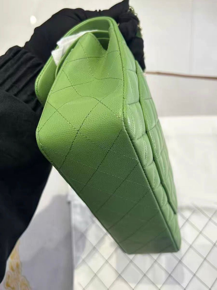 Pre-order - Chanel 22C Avocado Green Caviar Small Classic Flap Bag