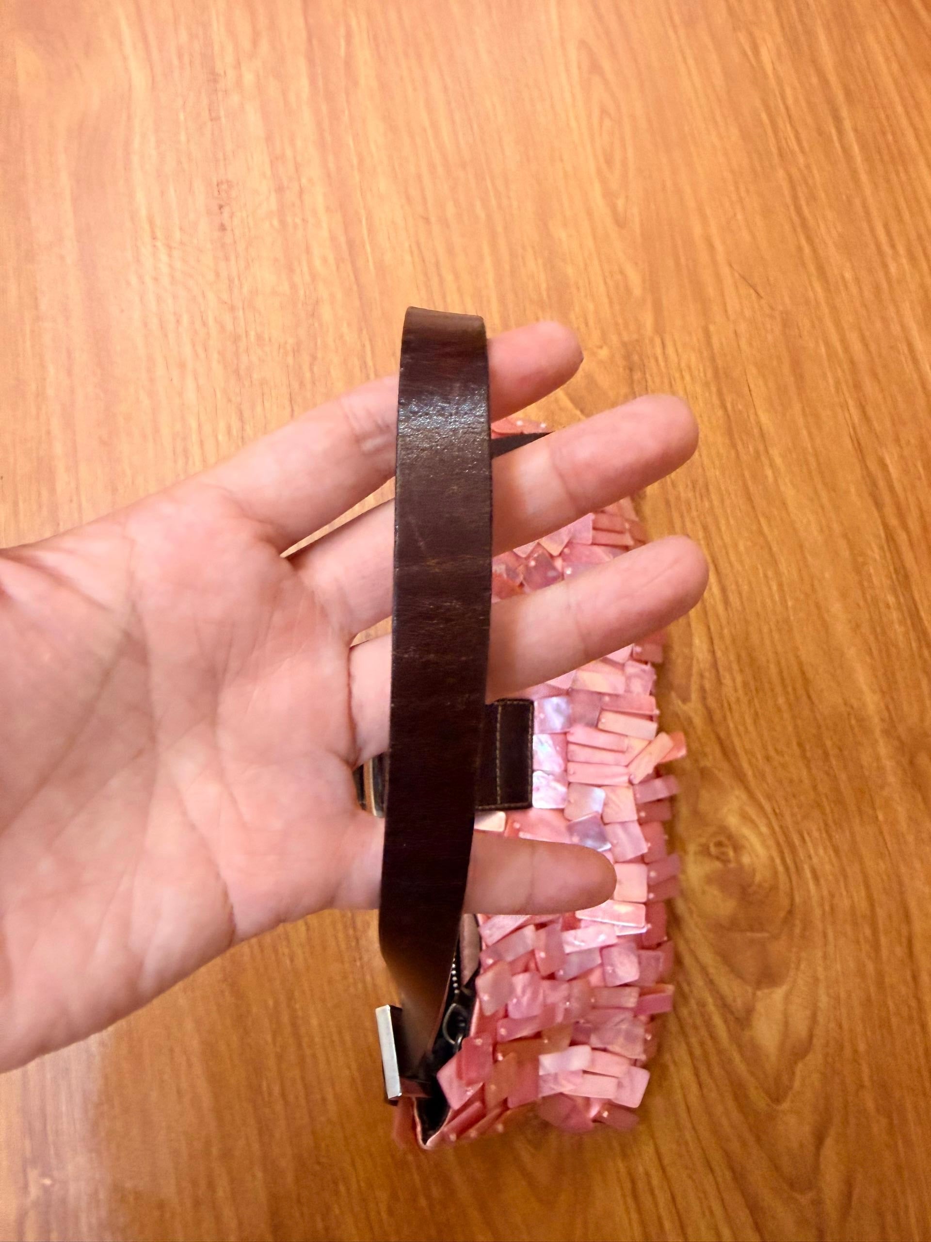 Ultra rare! Fendi pink mother of pearl satin baguette