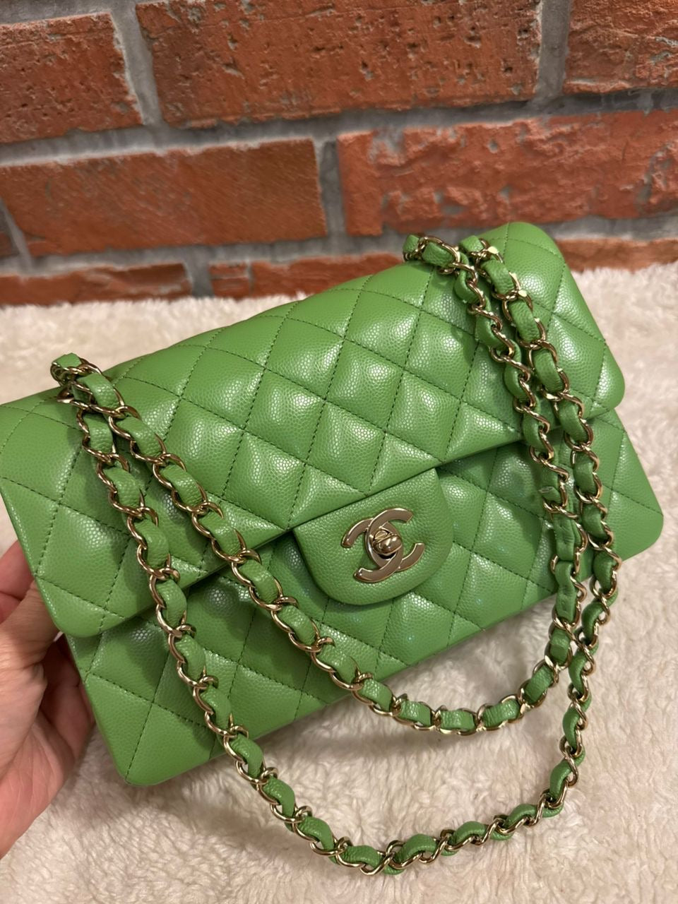 Pre-order - Chanel 23C Avocado Green Caviar Small Classic Flap Bag