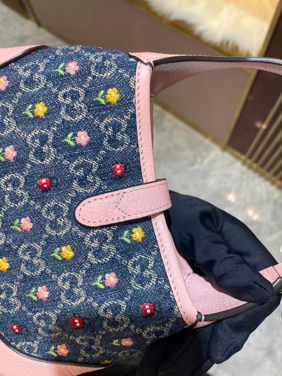 Pre-order - Gucci denim floral mini Jackie bag