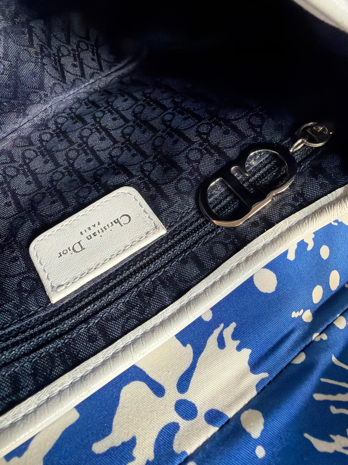 Dior blue and white "Surf Chick" saddle bag