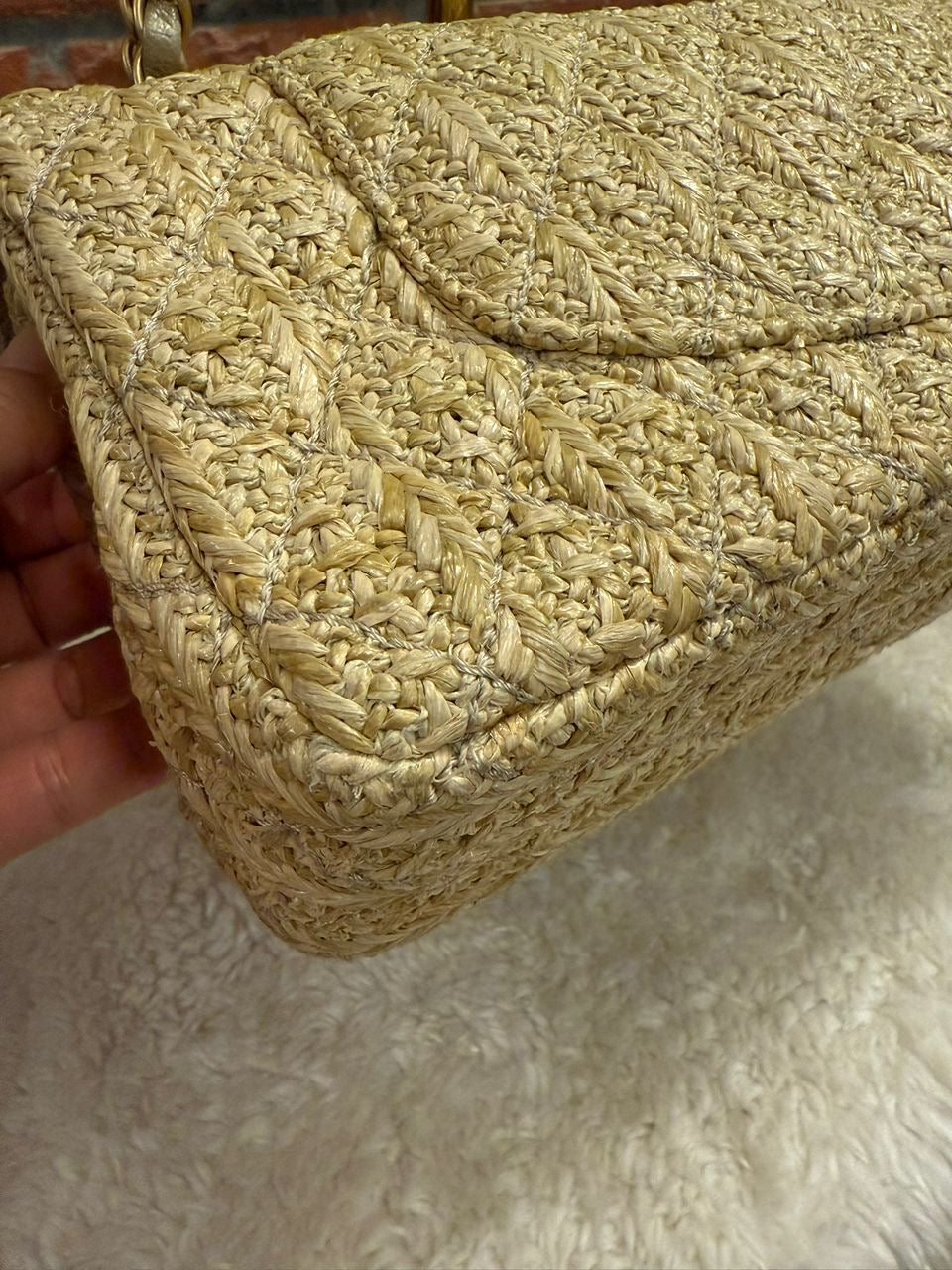 Chanel 18C Raffia Medium Classic Flap Bag Gold Hardware