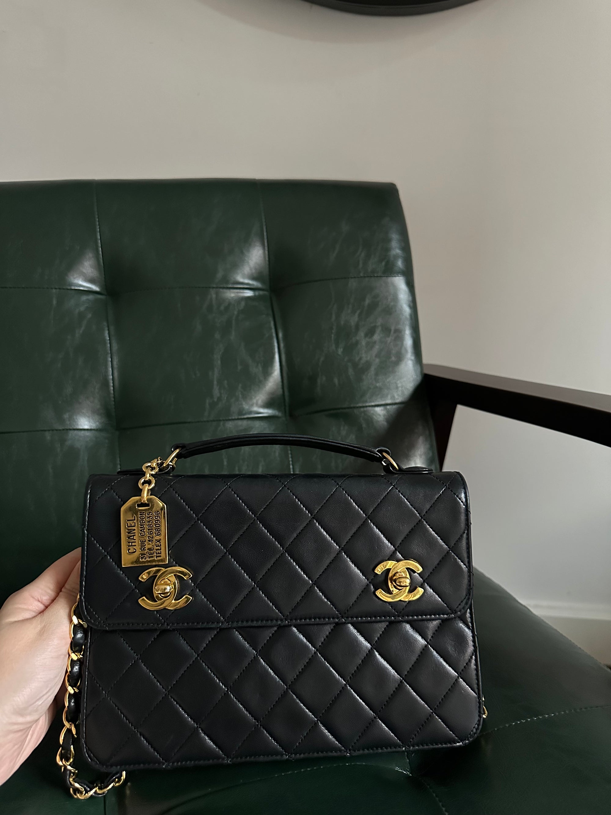 Chanel Double Turnlock Mini Briefcase Bag - 24ct Gold Hardware