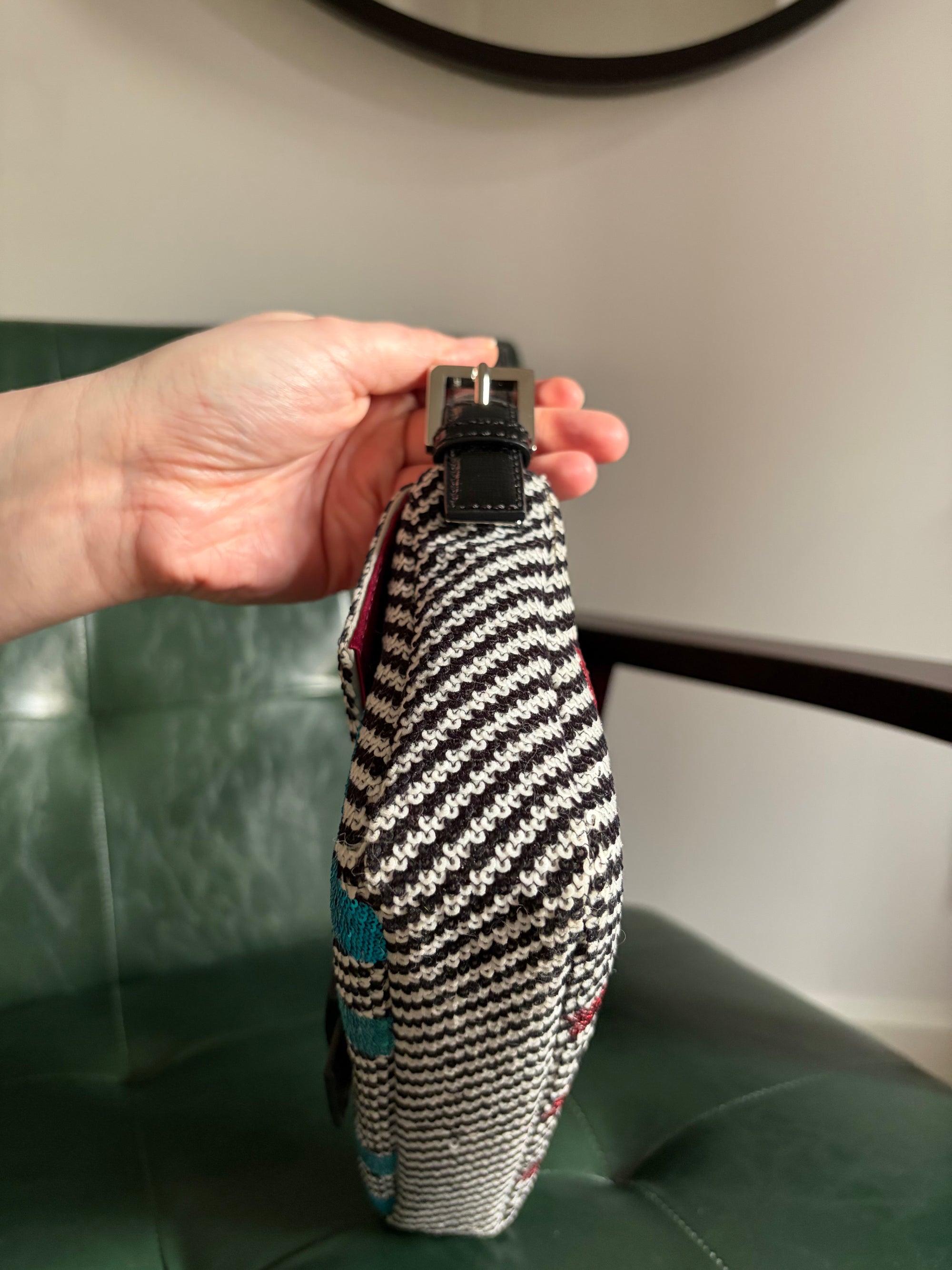 Fendi chevron sequin colour block baguette bag
