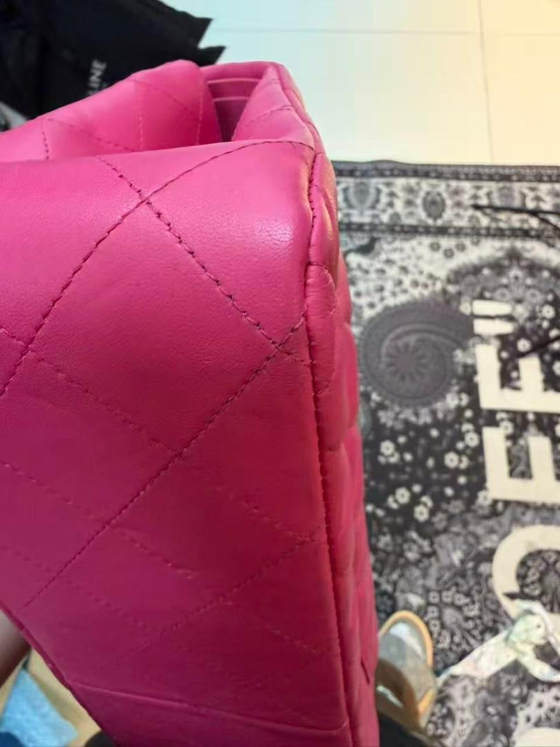 Chanel hot pink lambskin jumbo classic flap