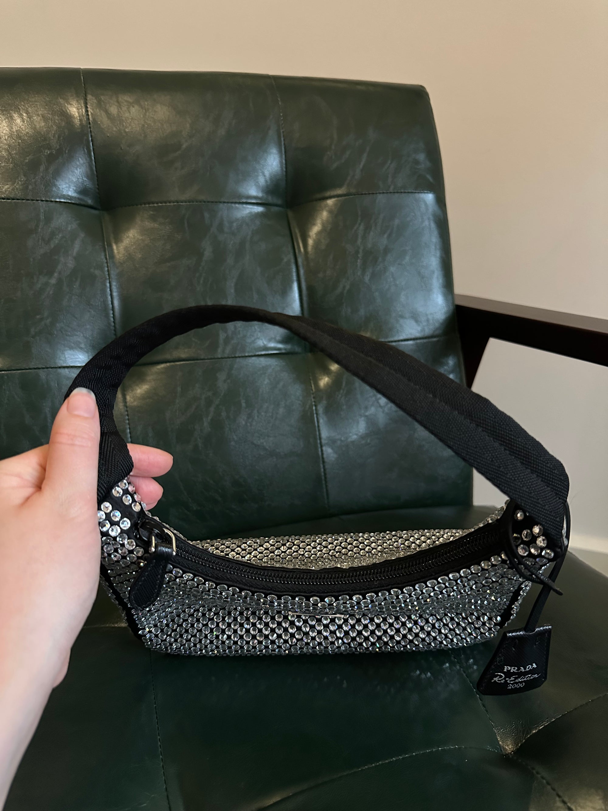 Prada black crystal re-edition 2000