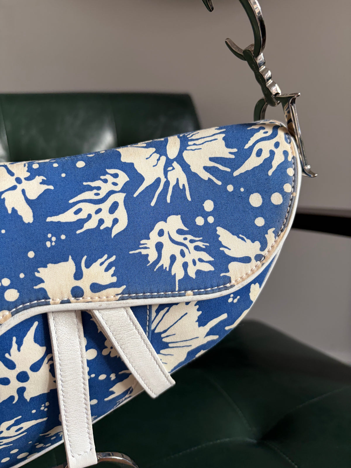 Dior blue and white "Surf Chick" saddle bag