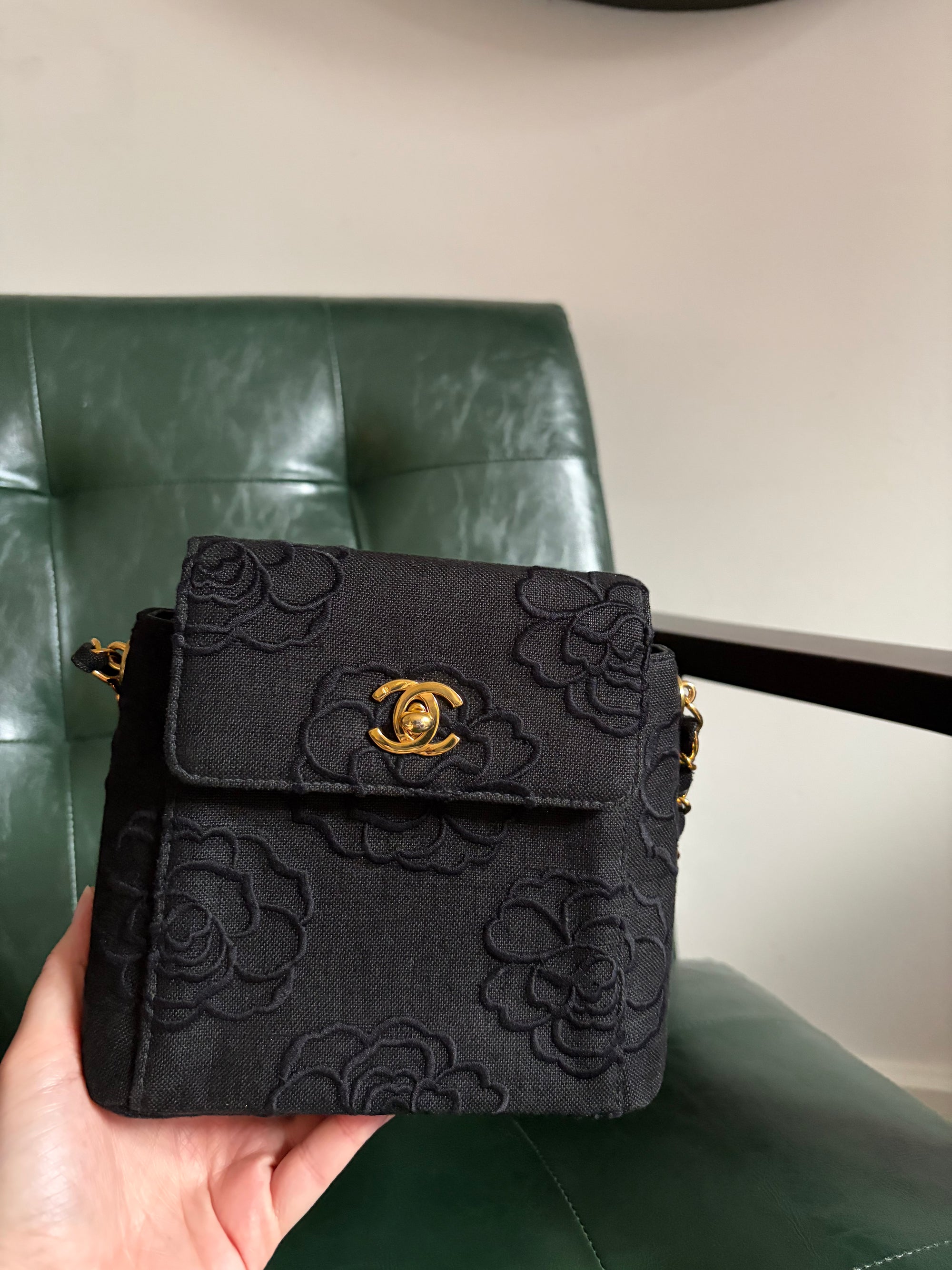 Rare! Black Chanel Camellia Mini Bag