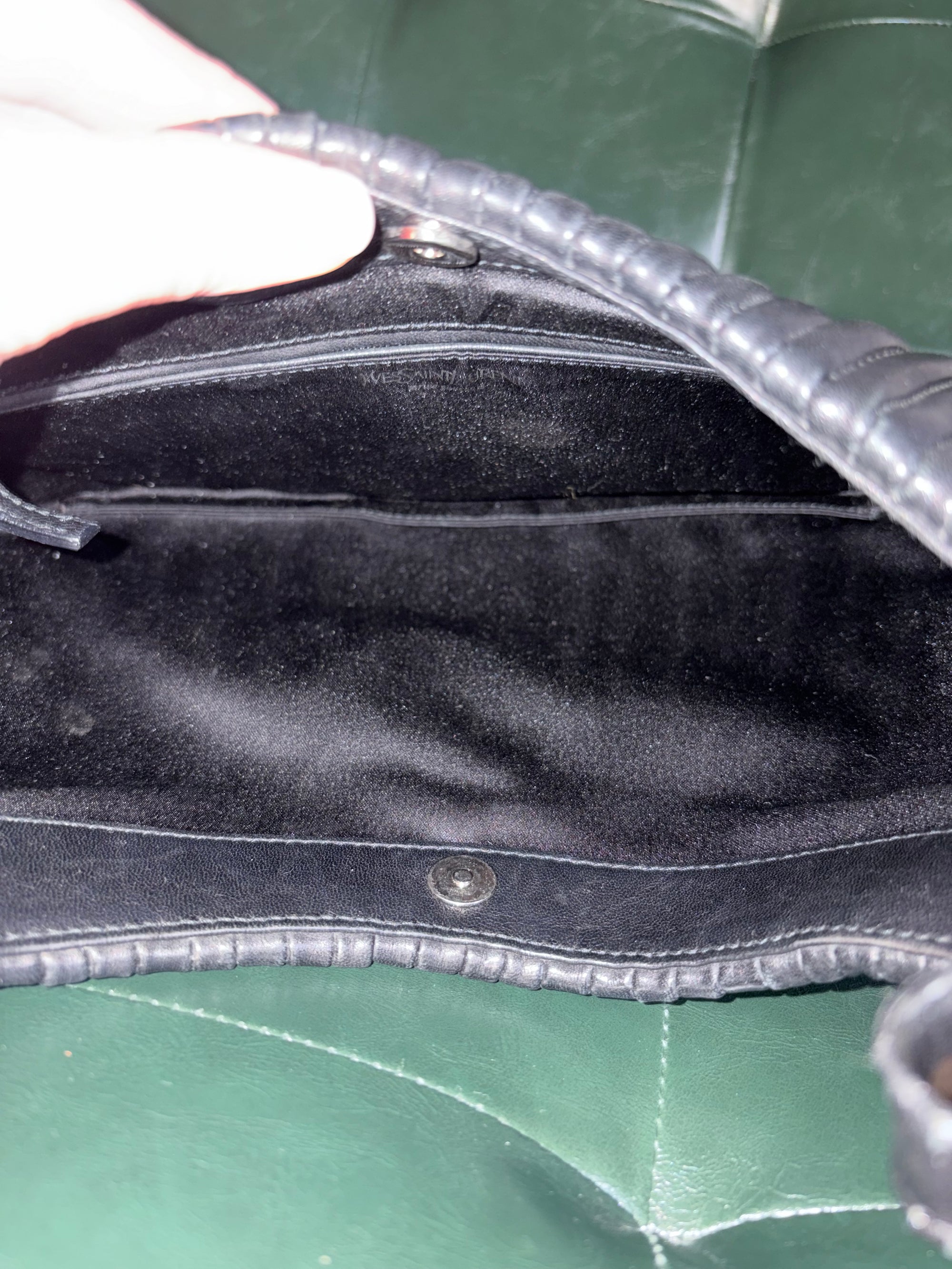 YSL black leather pleated Mombasa hobo bag