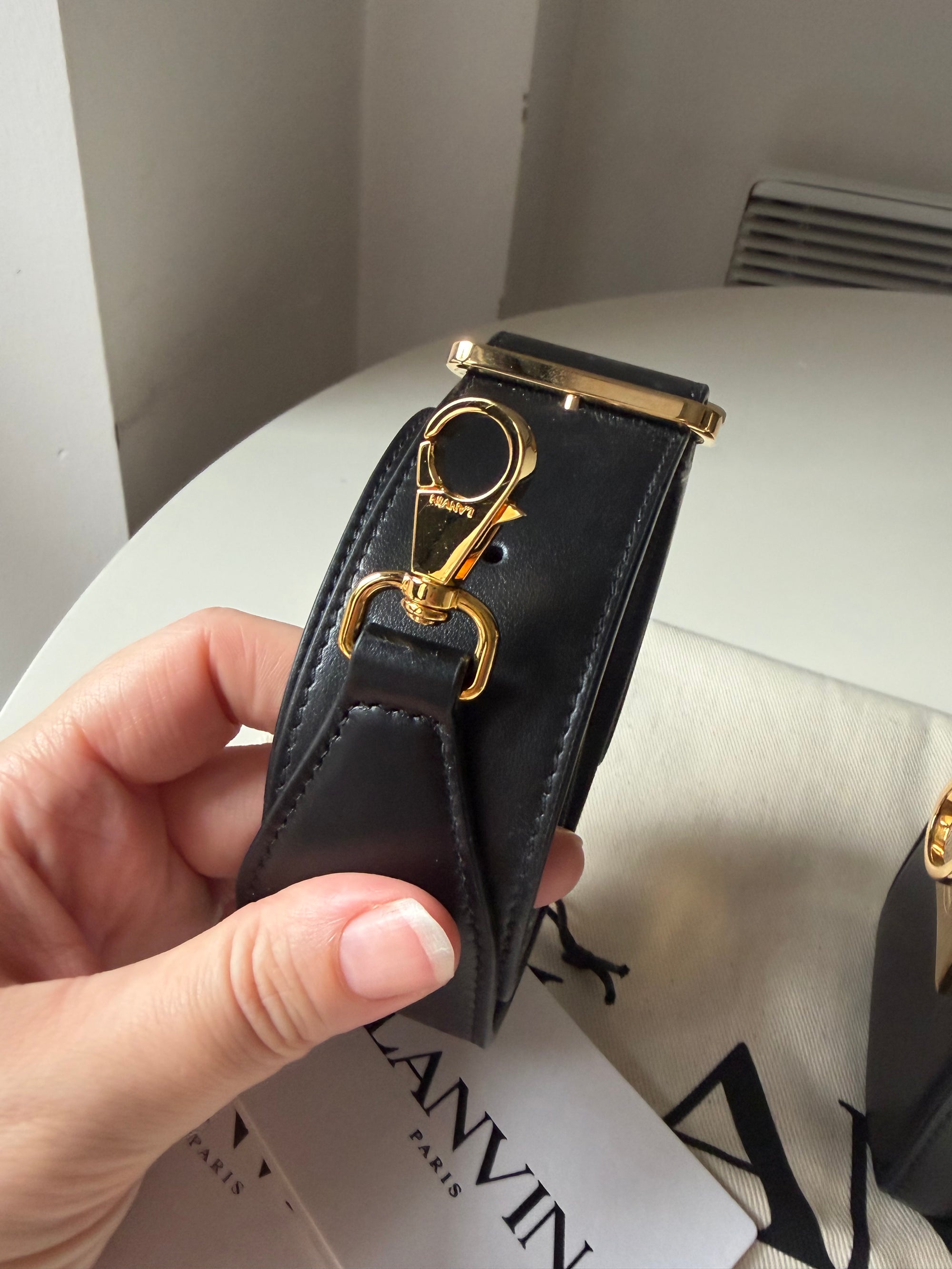 Lanvin nano pencil tote cat bag black and gold