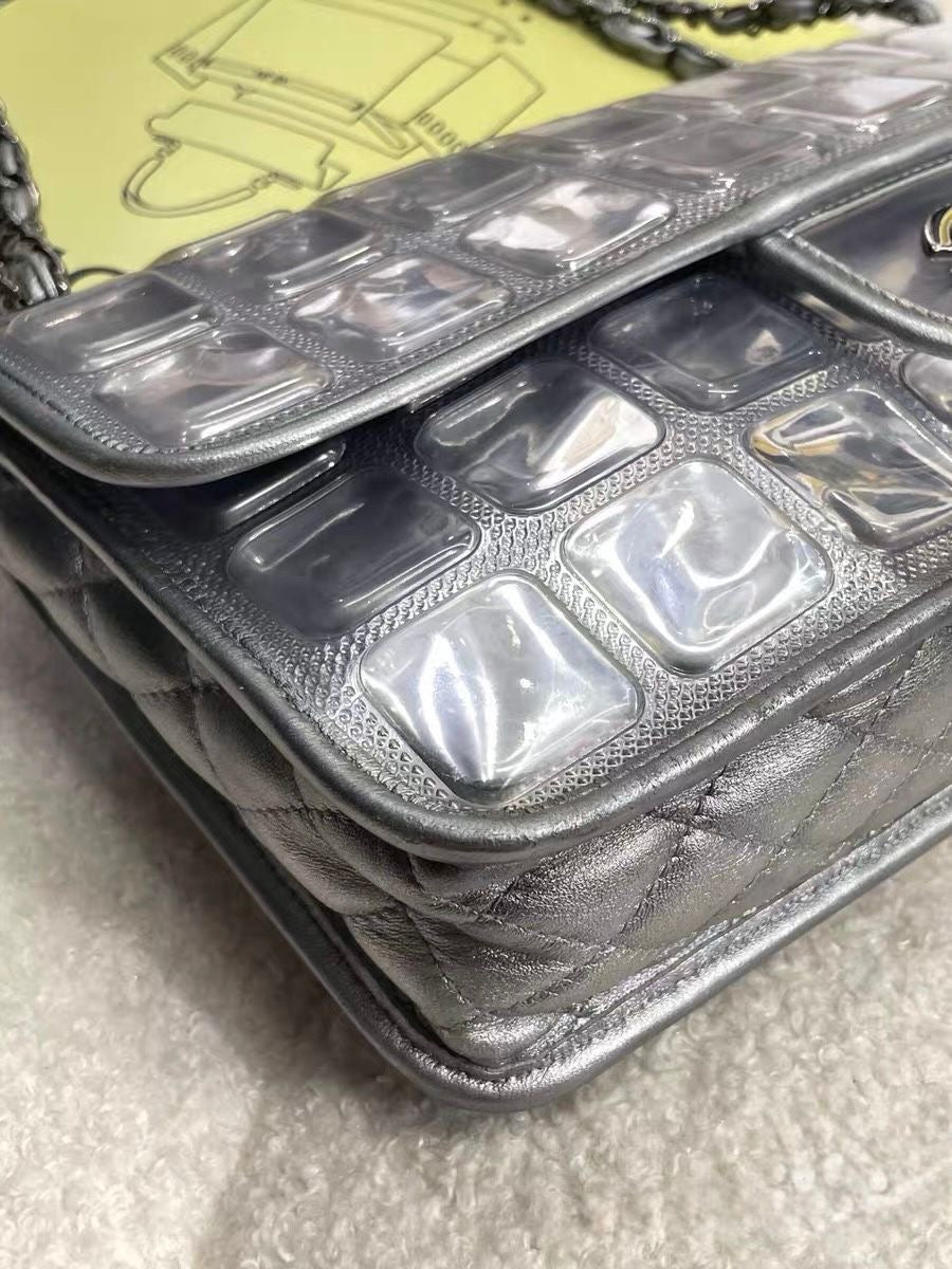 Chanel ice cube bag silver pvc