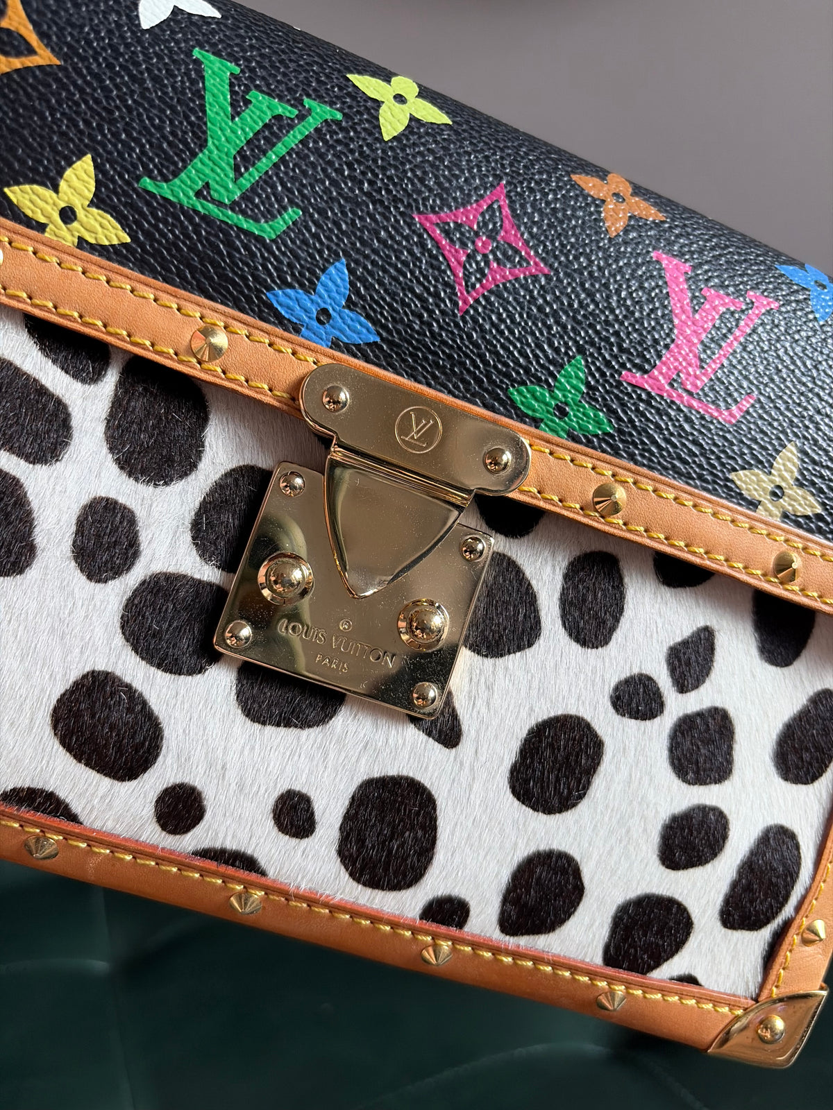 Rare! Louis Vuitton x Takashi Murakami Sac Rabat Monogram Dalmatian Pony Hair Bag