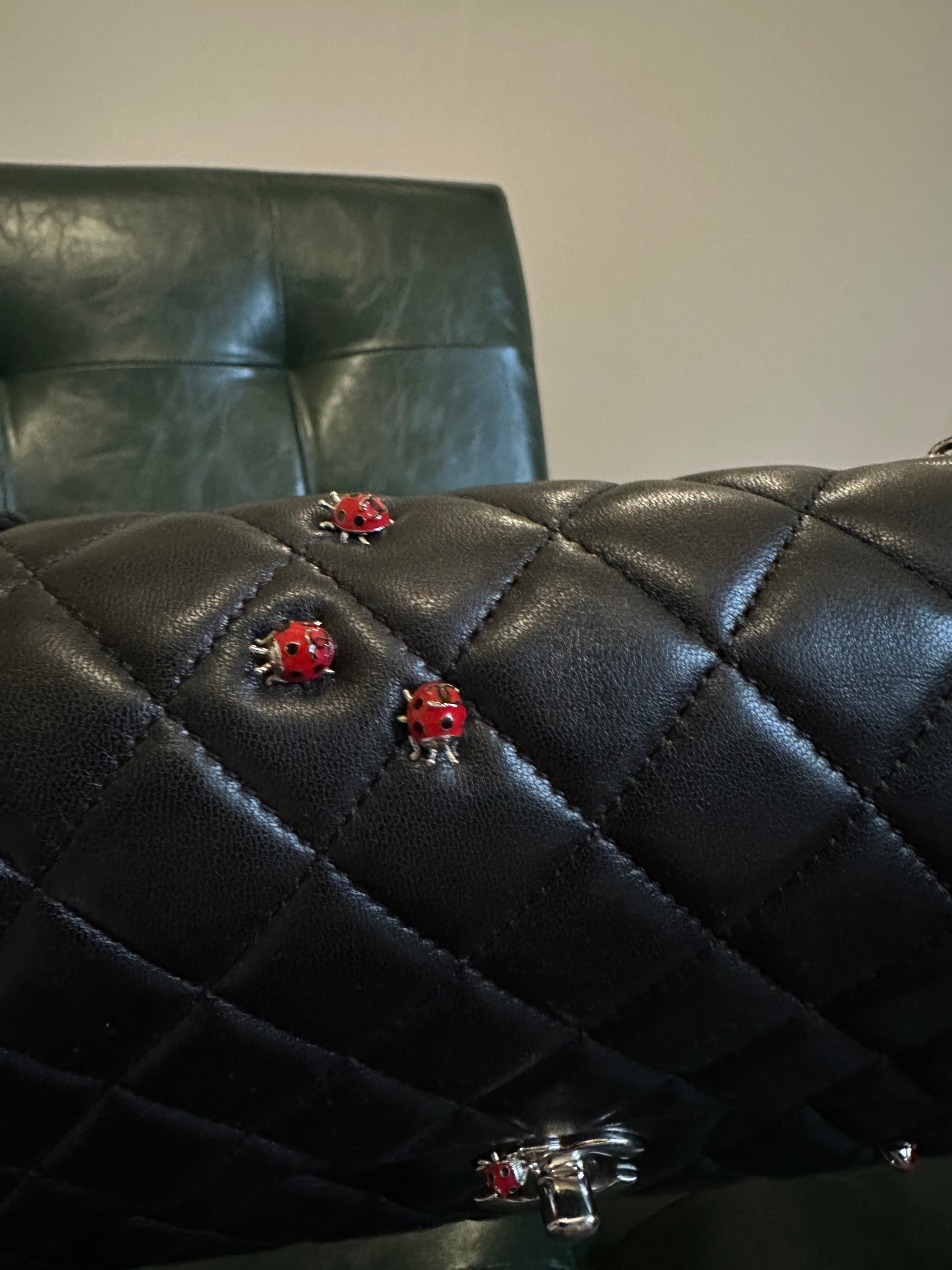 Rare! Chanel medium black ladybug single flap bag